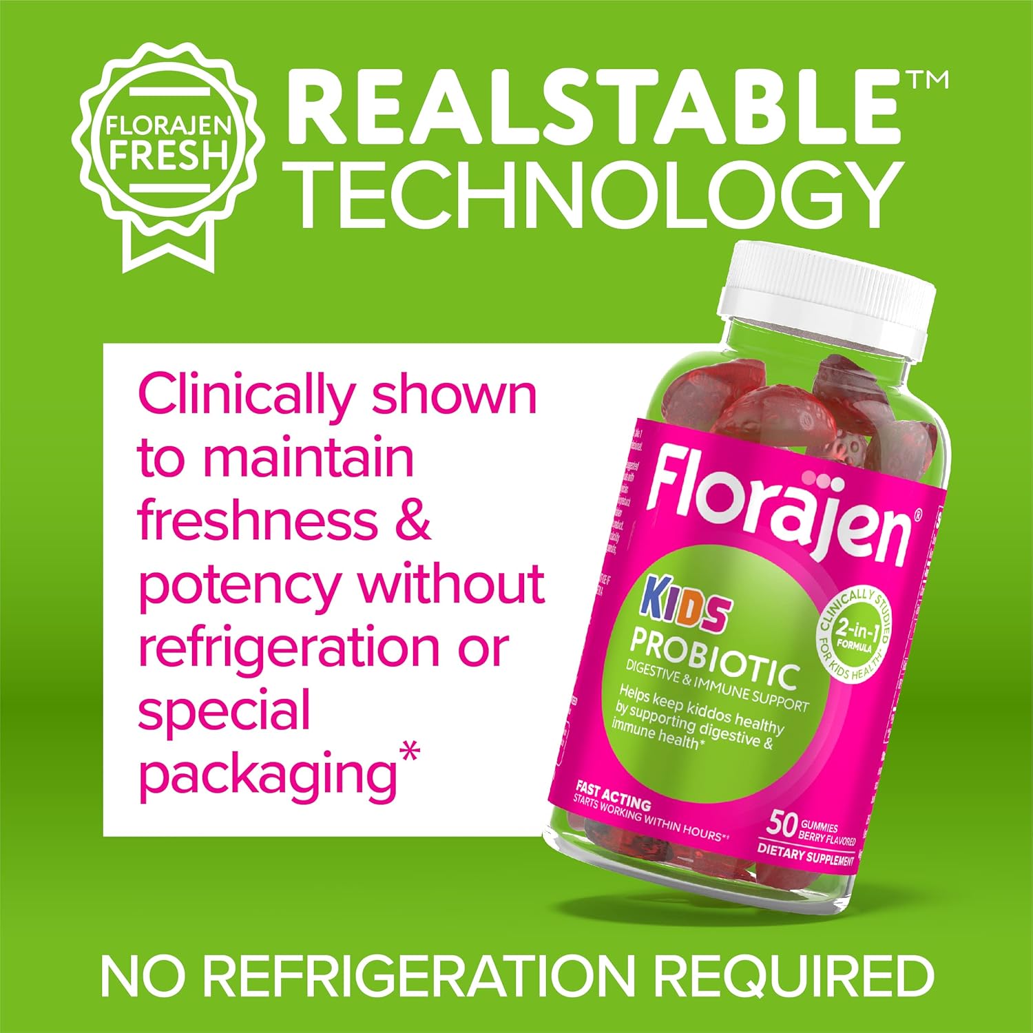 Organic Probiotic Gummies for Kids, Gut Health and Immune Support, Digestive Supplement with Constipation Relief, 50 Gummies