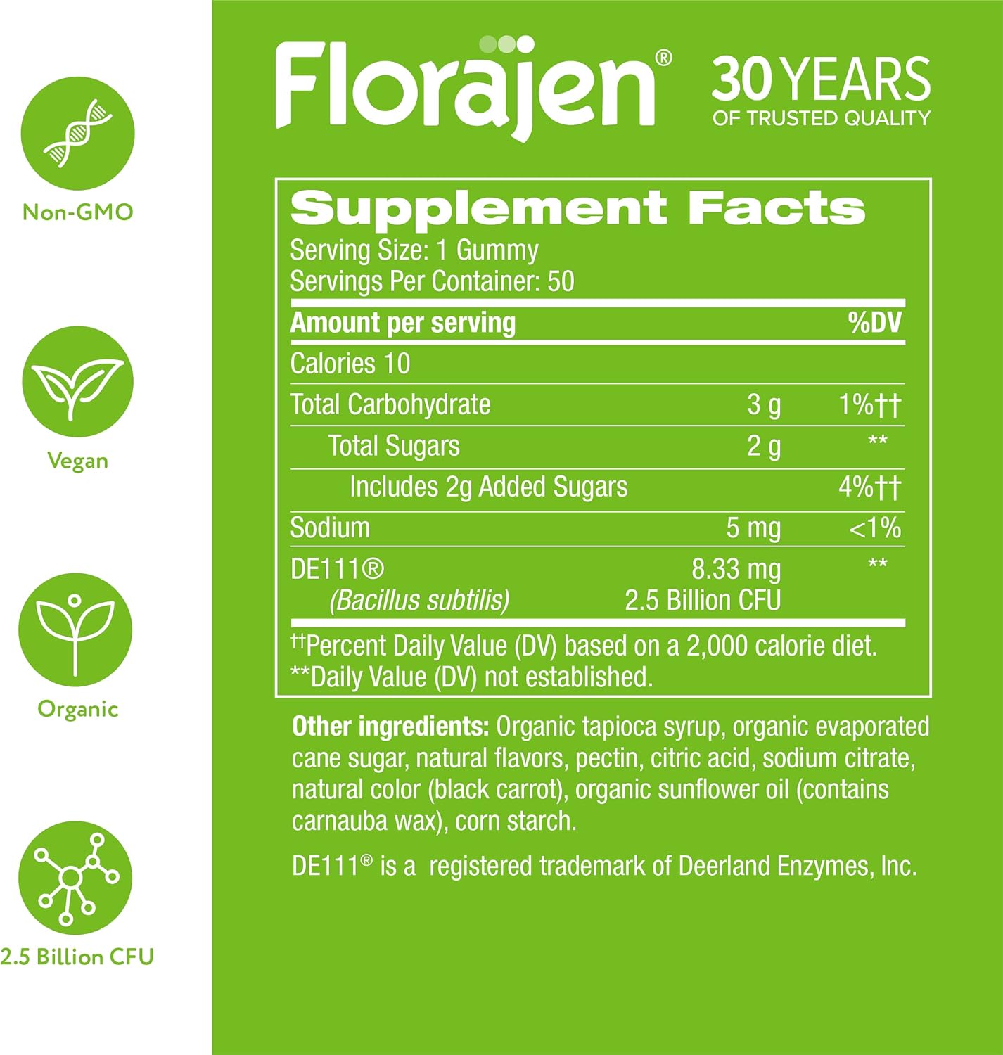 Organic Probiotic Gummies for Kids, Gut Health and Immune Support, Digestive Supplement with Constipation Relief, 50 Gummies