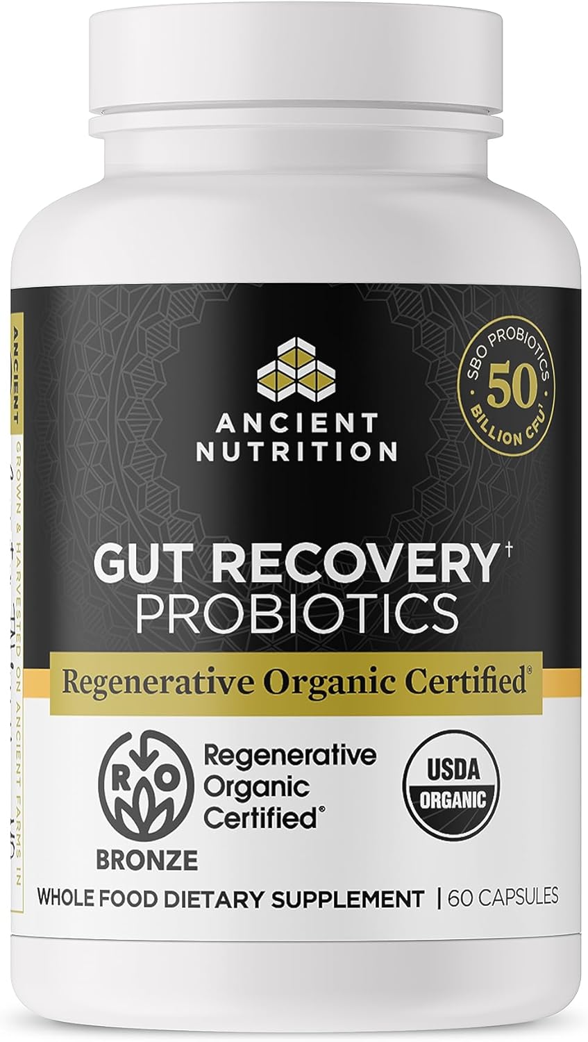 Organic Probiotics for Gut Recovery & Immune Support - 50 Billion CFUs, 60 Count