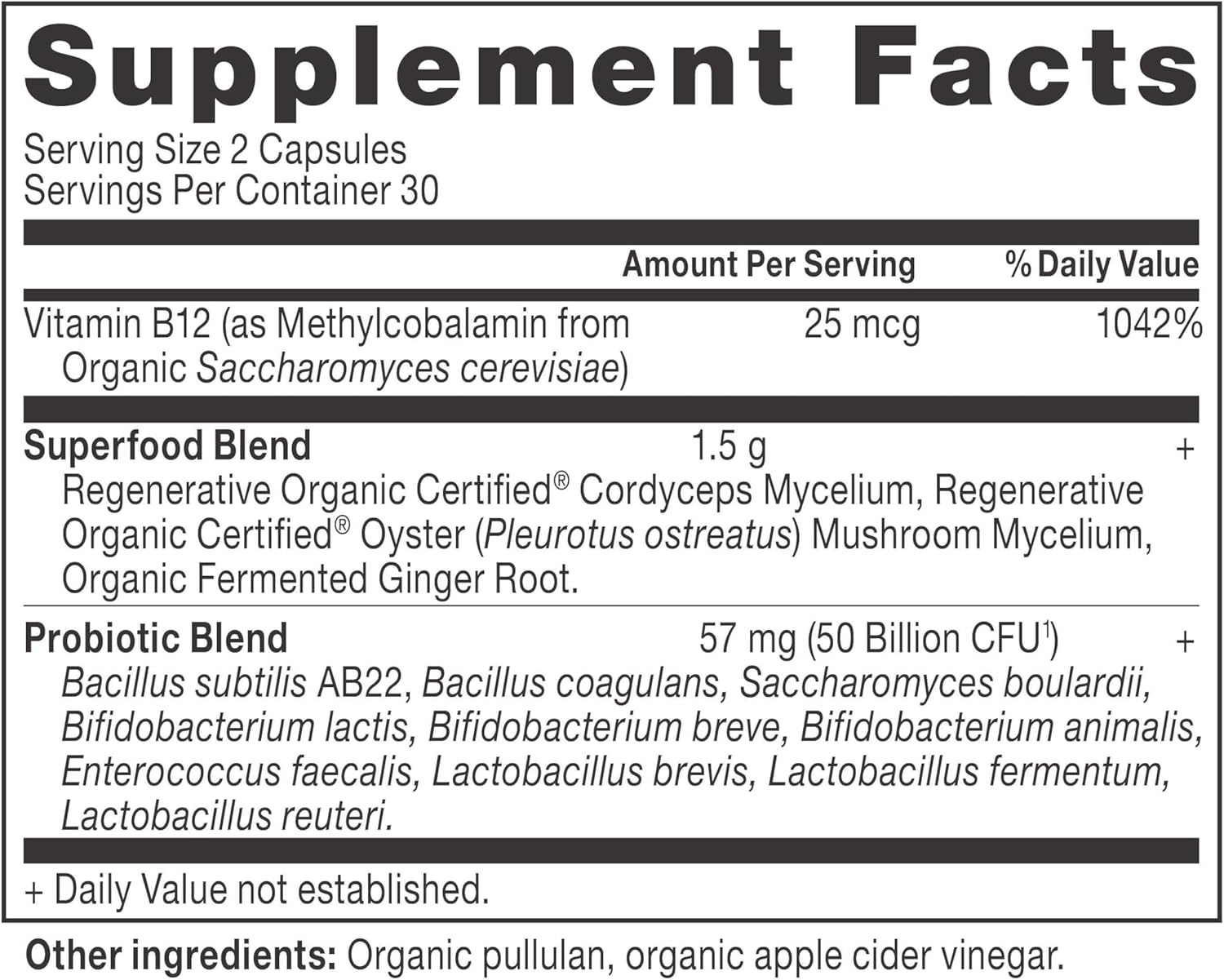 Organic Probiotics for Metabolism, Digestion, and Immunity - 50 Billion CFUs, 60 Count