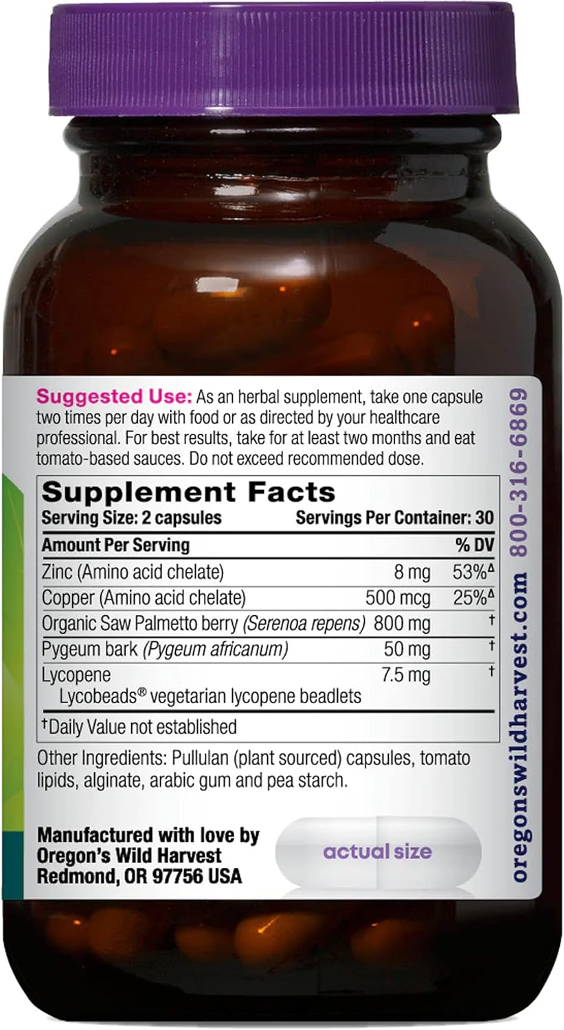 Organic Prostate Health Supplement with Lycopene - 60 Capsules by Oregon's Wild Harvest