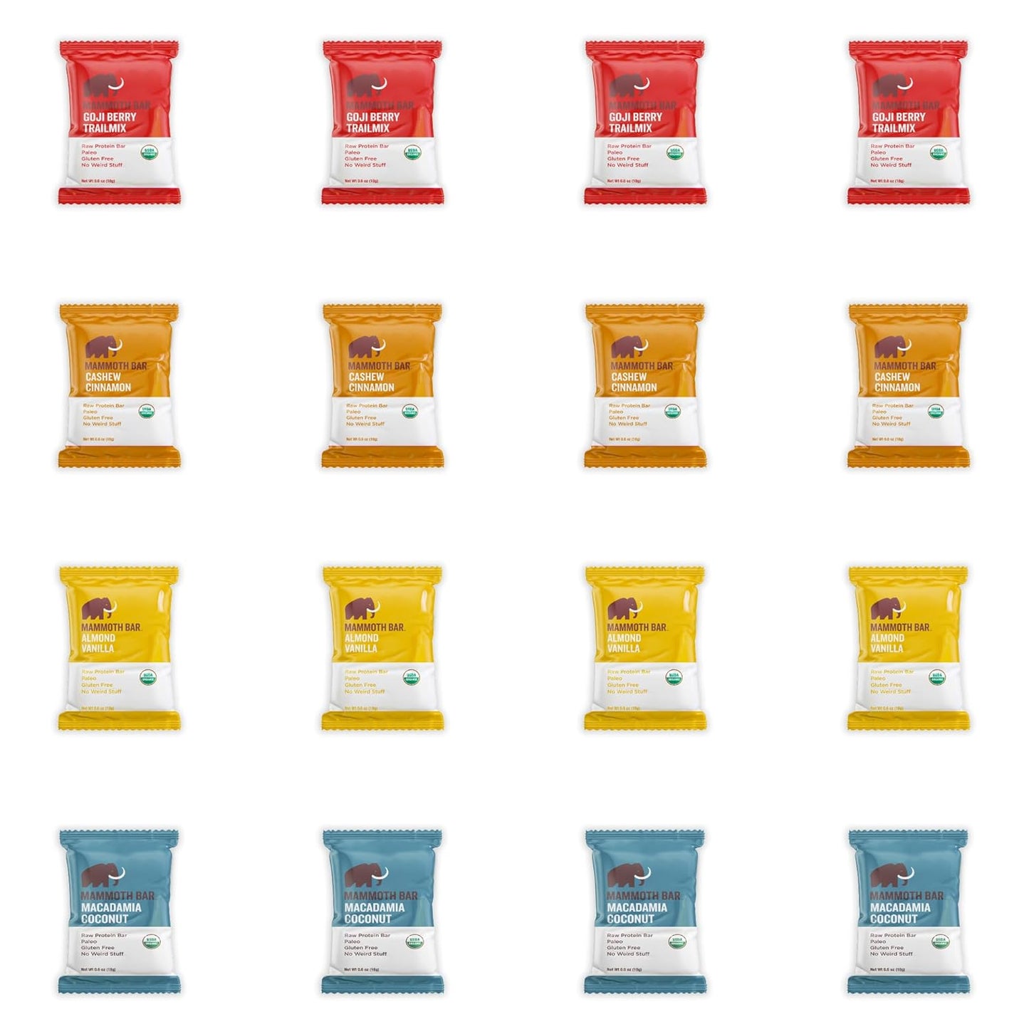 Organic Protein Bars Mini Variety Pack - Premium Nuts & Egg White Protein - Paleo, Gluten & GMO Free - 16 Mini Bars