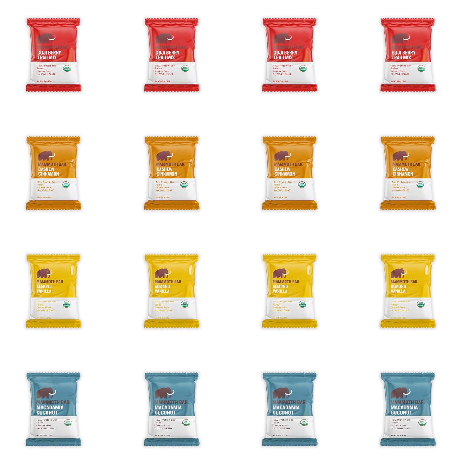 Organic Protein Bars Mini Variety Pack - Premium Nuts & Egg White Protein - Paleo, Gluten & GMO Free - 16 Mini Bars