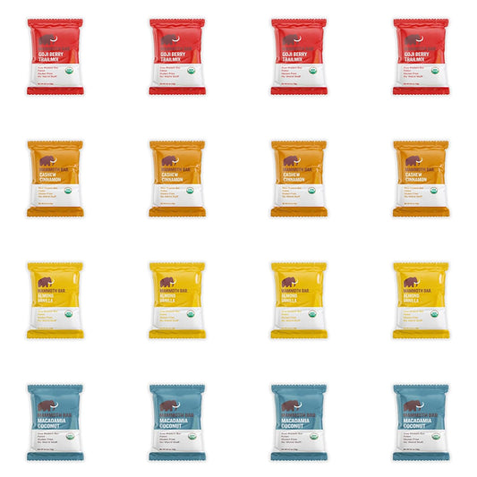 Organic Protein Bars Mini Variety Pack - Premium Nuts & Egg White Protein - Paleo, Gluten & GMO Free - 16 Mini Bars