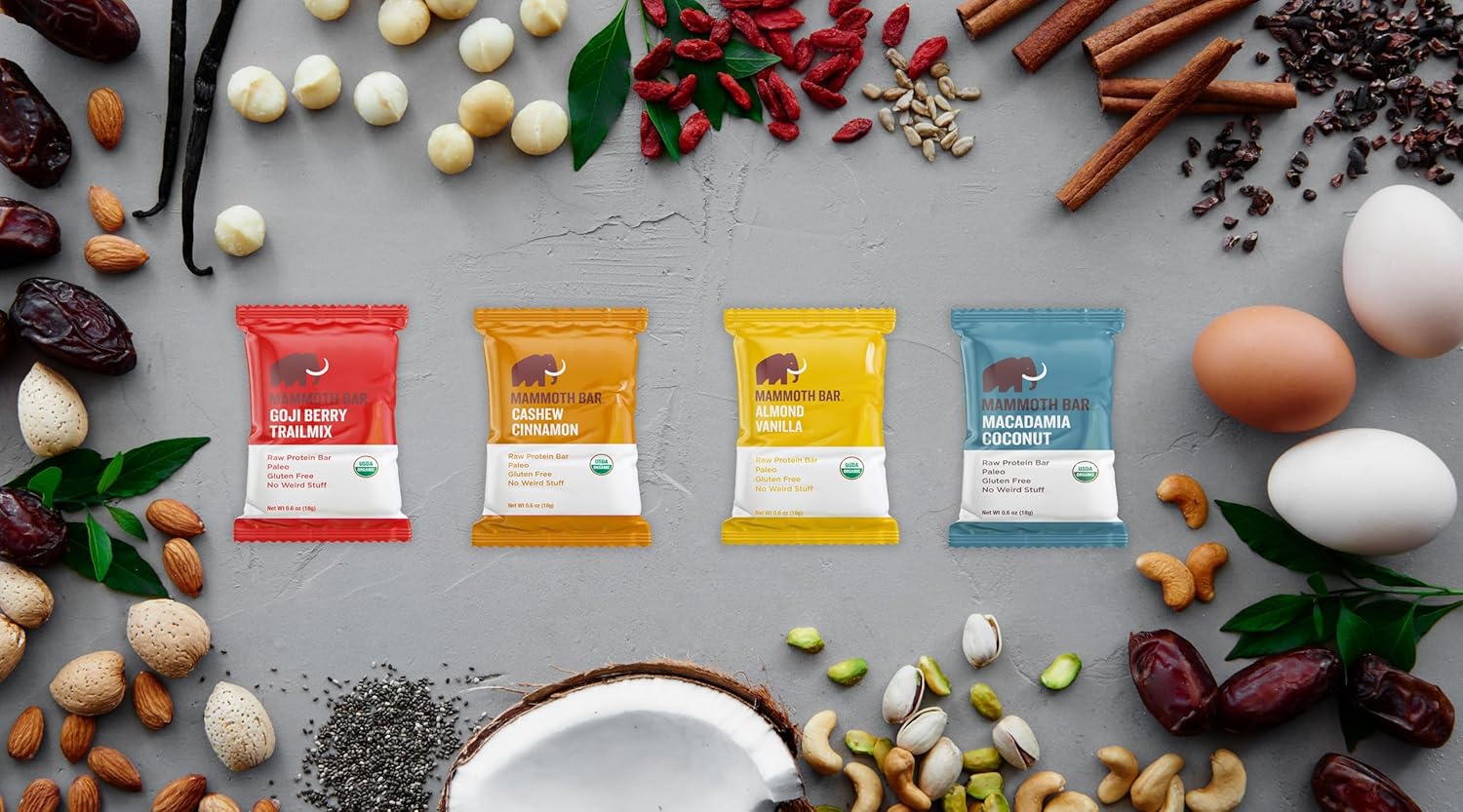 Organic Protein Bars Mini Variety Pack - Premium Nuts & Egg White Protein - Paleo, Gluten & GMO Free - 16 Mini Bars