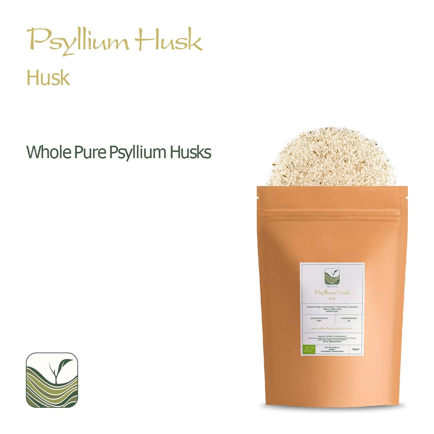 Organic Psyllium Husk Powder from Valley of Tea - High Fiber Supplement for Digestive Health - Pure Psyllium Seed Husk Powder for Improved Gut Health and Regularity