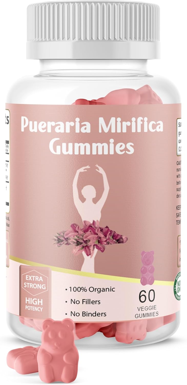 Organic Pueraria Mirifica Gummy Supplement - 60 Veggie Gummies, 10:1 Concentrated Extract for Transgender Health