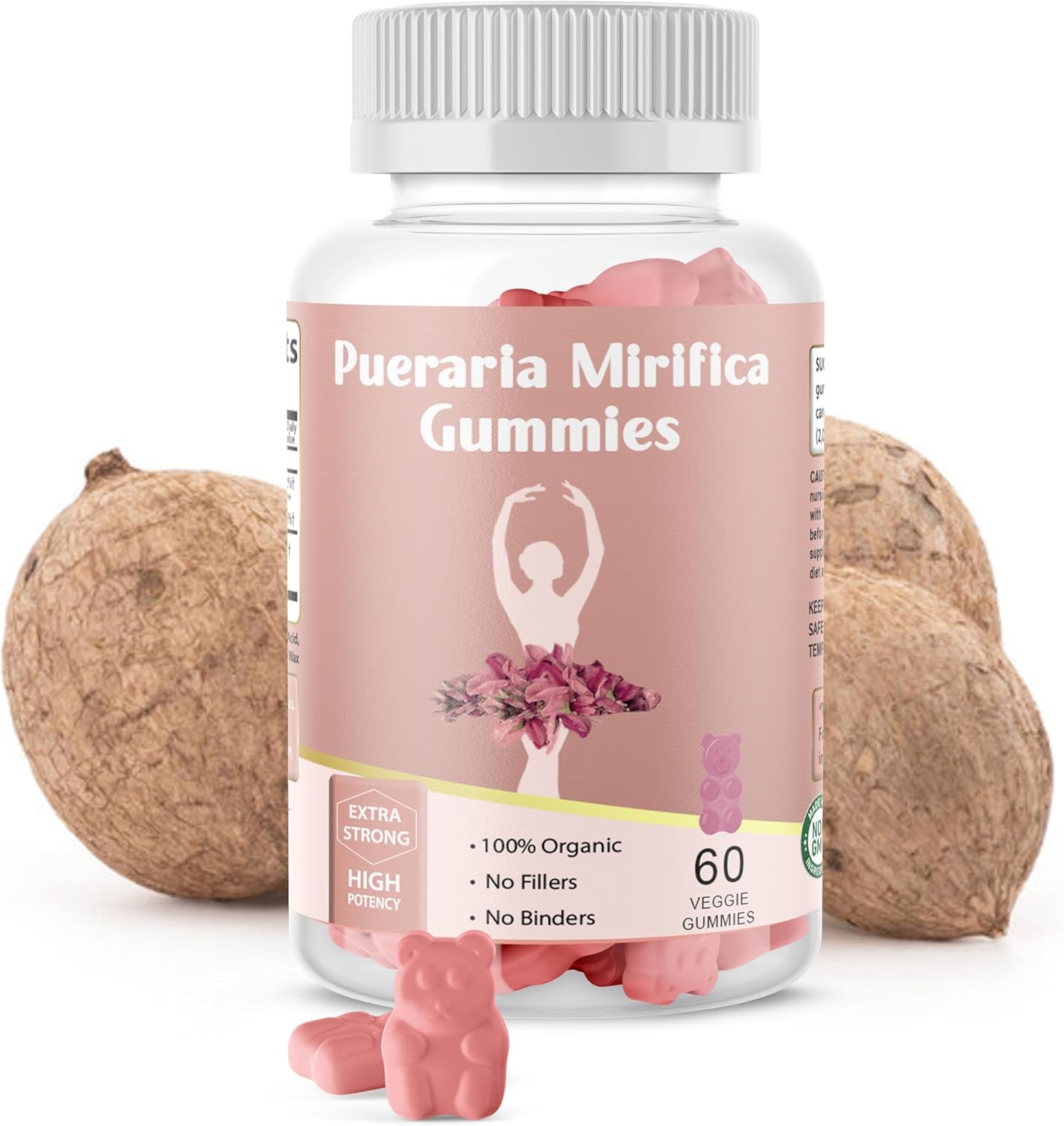 Organic Pueraria Mirifica Gummy Supplement - 60 Veggie Gummies, 10:1 Concentrated Extract for Transgender Health
