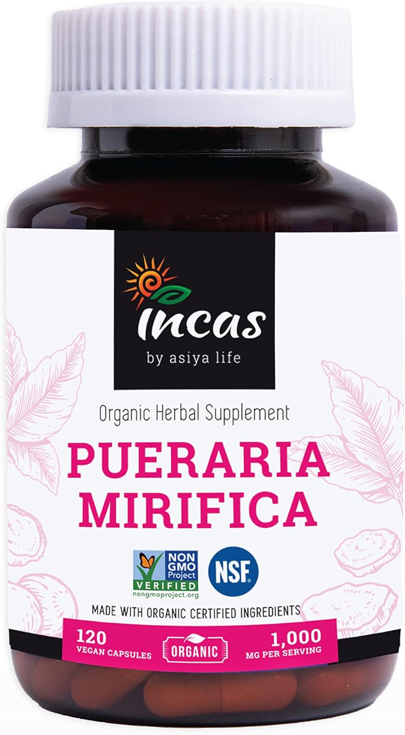 Organic Pueraria Mirifica Root Extract Capsules - Promotes Women's Health - Non GMO Vegan - Thai INCAS Herbal Supplement