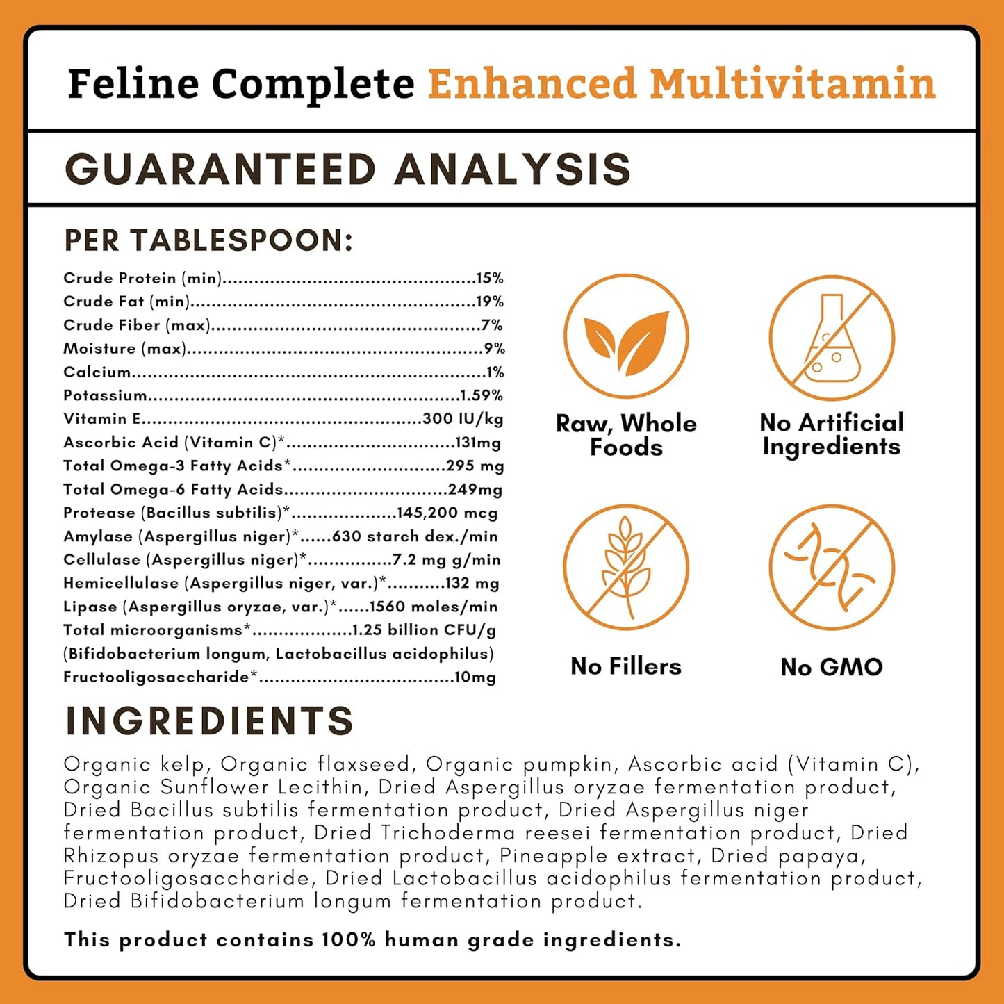 Organic Pumpkin Multivitamin & Probiotic Powder for Cats - 4 Oz - Digestive Support & Natural Cat Food - Wholistic Pet Organics