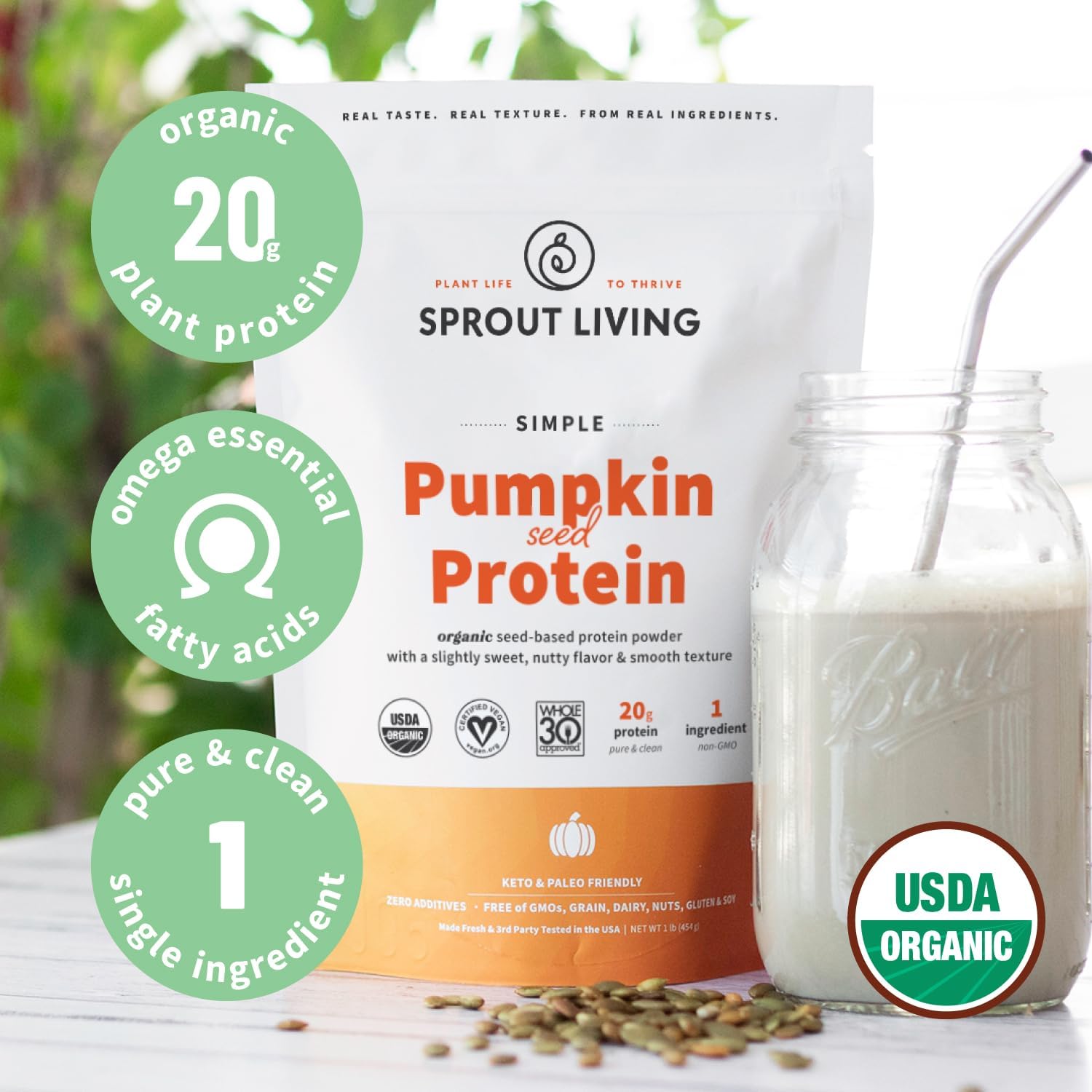 Organic Pumpkin Seed Protein Powder - 20g Plant Based Protein, Non-Dairy, Non-GMO, Vegan, Gluten-Free, Keto Mix - 1lb - BoostGo Australia