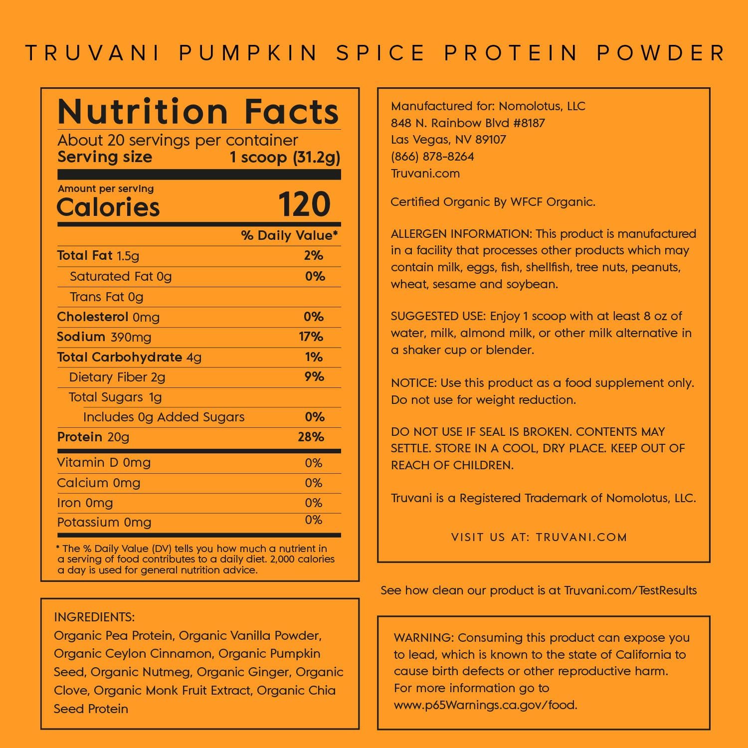 Organic Pumpkin Spice Vegan Pea Protein Powder | 20g Plant-Based Protein | 20 Servings | Keto-Friendly | Gluten & Dairy Free | Low Carb | No Sugar Added - BoostGo Australia