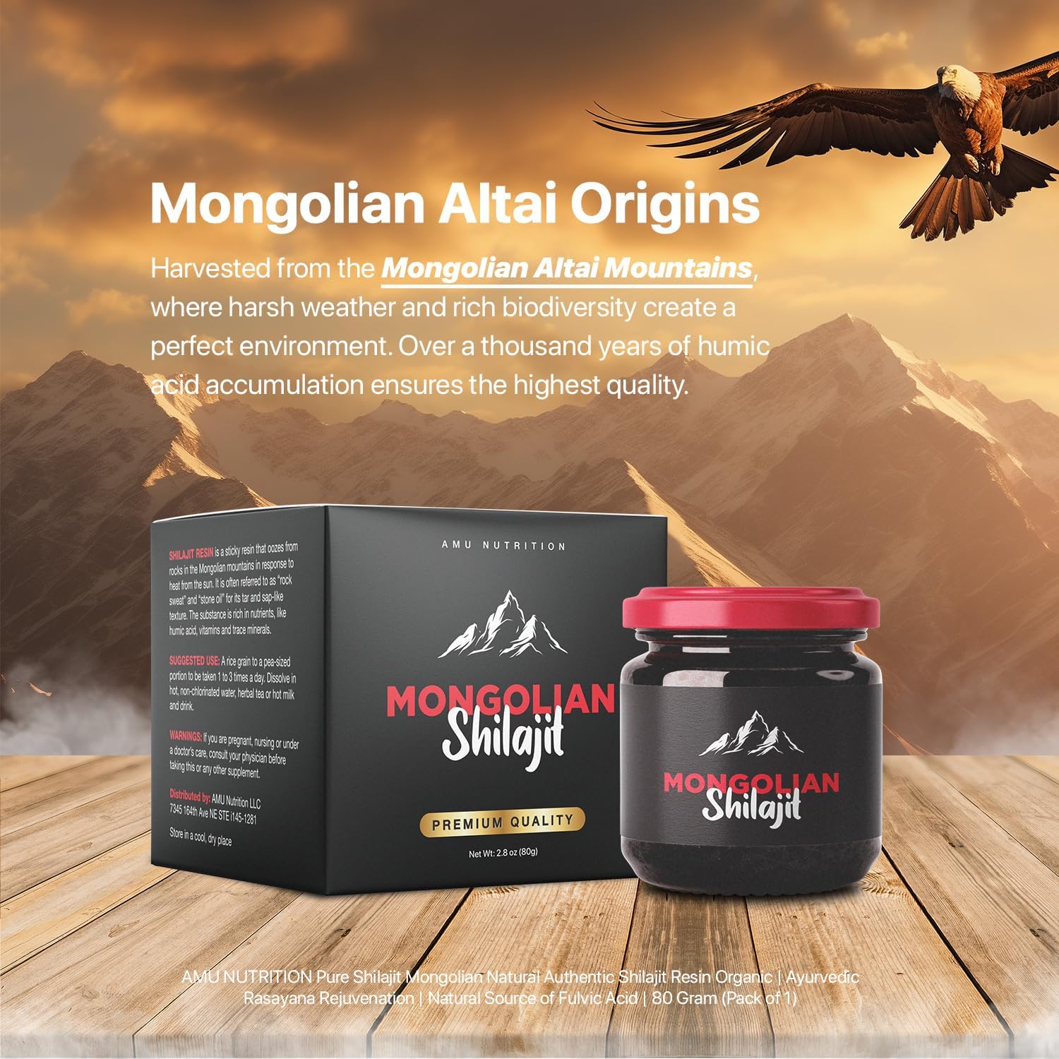 Organic Pure Himalayan Shilajit from Mongolia - Rich in Fulvic Acid Trace Minerals - 80g