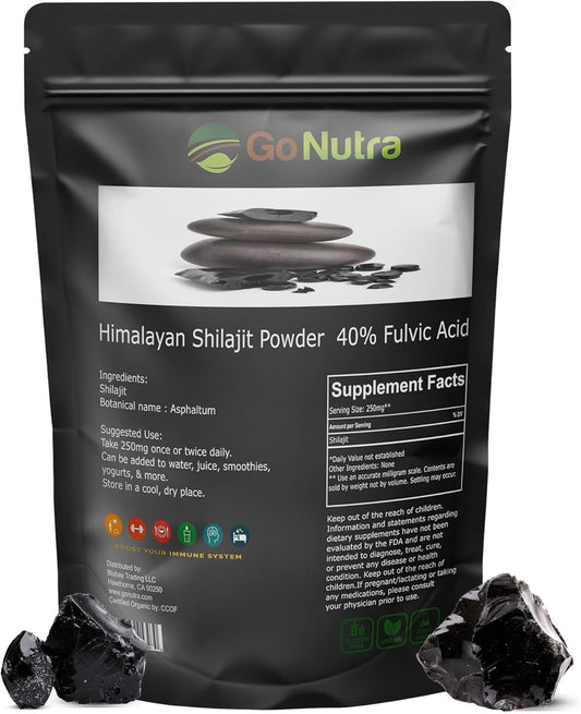 Organic Pure Himalayan Shilajit Powder with 40% Fulvic Acid and Trace Minerals - 4oz Jar