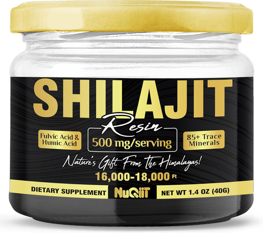 Organic Pure Himalayan Shilajit Resin - 40g for 80 Servings - 500mg with Fulvic Acid & 85+ Minerals - Immune Support & Energy Boost