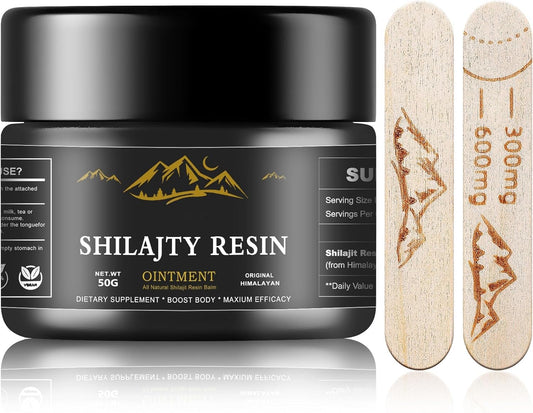 Organic Pure Himalayan Shilajit Resin - 600mg Maximum Potency with 85+ Trace Minerals & Fulvic Acid - Energy & Immune Support - 50g