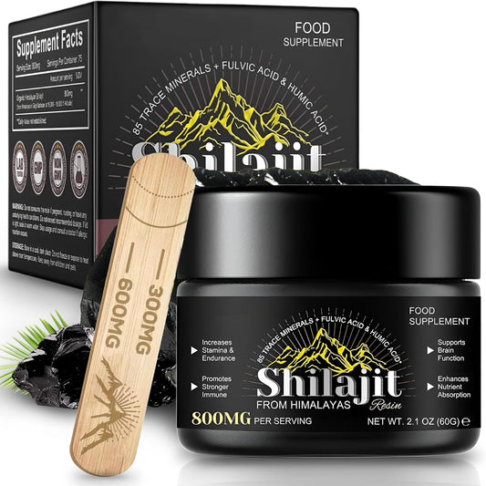 Organic Pure Himalayan Shilajit Resin - 800mg Potency, 60g (1 Pack) || Natural Shilajit for Women & Men || Includes 85+ Trace Minerals, Fulvic Acid & Humic Acid