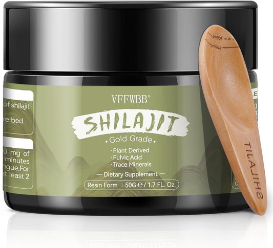 Organic Pure Himalayan Shilajit Resin for Energy Boost & Immune Support - 50g Gold Grade with 85+ Trace Minerals & 85%+ Fulvic Acid for Men & Women