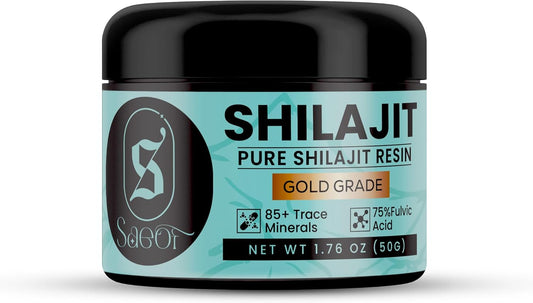 Organic Pure Himalayan Shilajit Resin Gold 50g - 75% Fulvic Acid, 85+ Minerals | Energy Booster & Immune Support for Men & Women