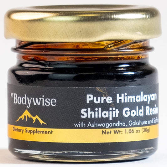 Organic Pure Himalayan Shilajit Resin Gold with Ashwagandha, Gokshura, and Saffron - Lab Tested Fulvic Acid and Trace Minerals - 30 gm - Sugar-Free for Men and Women