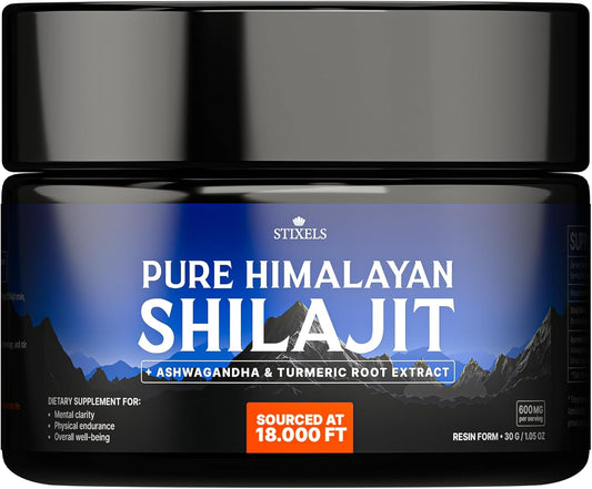 Organic Pure Himalayan Shilajit Resin Supplement with Trace Minerals and Vitamins for Energy and Immune Support - 30g