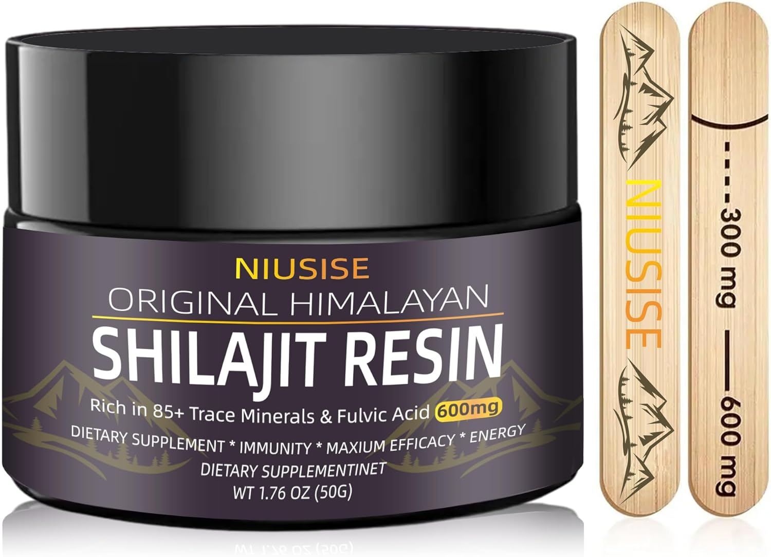 Organic Pure Himalayan Shilajit Supplement - 600mg, 50g Resin, Gold Grade Energy Support - 1 Pack