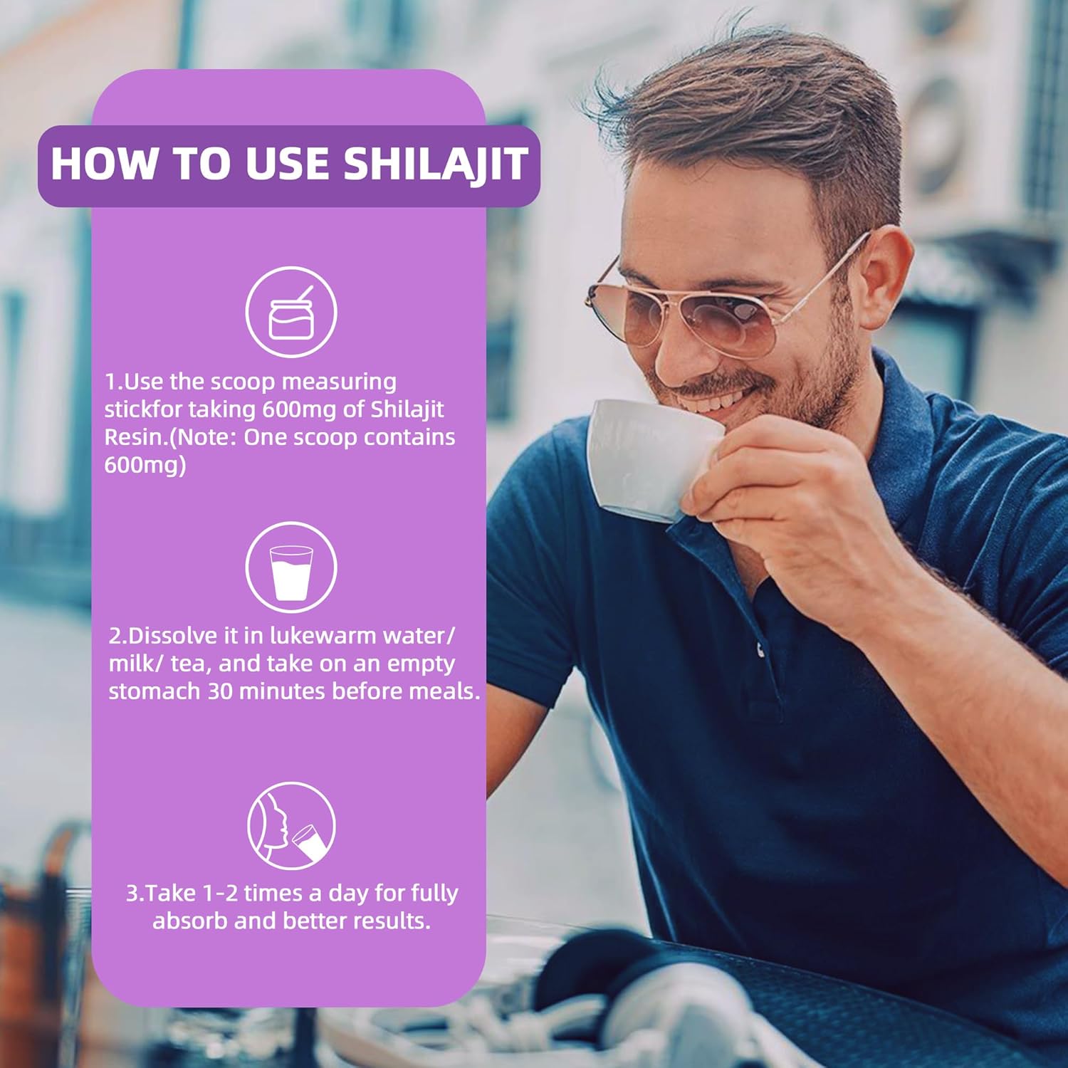 Organic Pure Himalayan Shilajit Supplement - 600mg, 50g Resin, Gold Grade Energy Support - 1 Pack