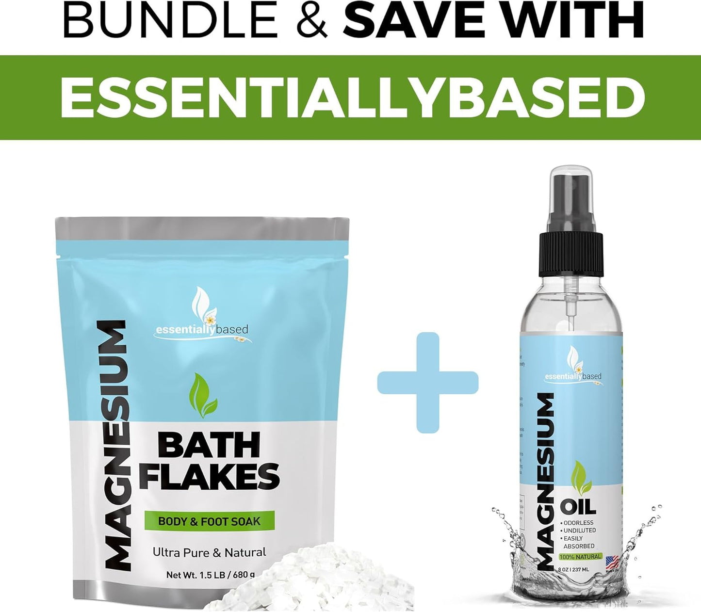 Organic Pure Magnesium Oil Spray and Flakes for Essential Mineral Boost
