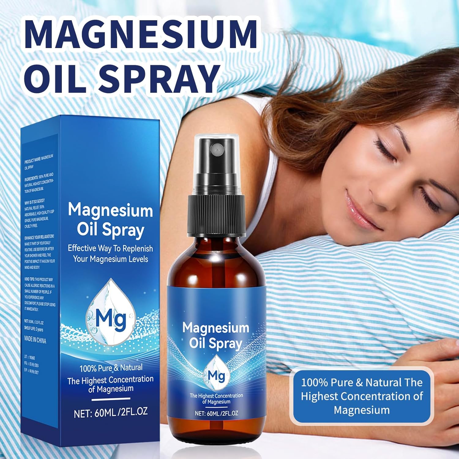 Organic Pure Magnesium Oil Spray for Joint Health & Sleep Support - Fast Absorption, No Unhealthy Minerals - Easy to Use