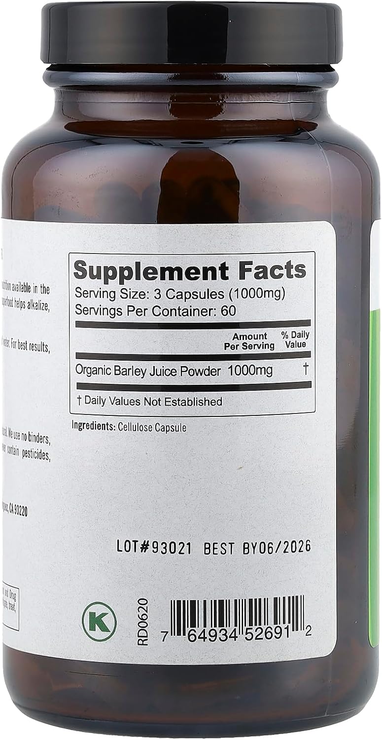 Organic Pure Planet Just Barley Tablets - 180 Count Bottle for Easy Green Superfood Nutrition