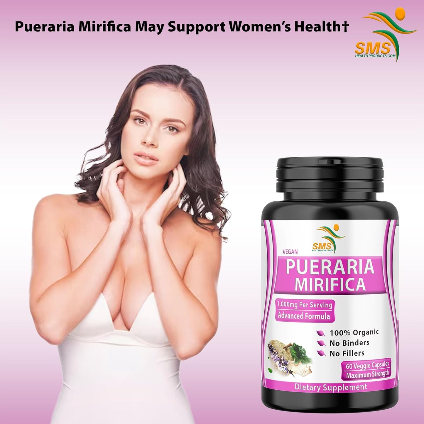 Organic Pure Pueraria Mirifica Supplement 500mg Root Extract Powder Capsules for Women’s Health - Imported from Thailand