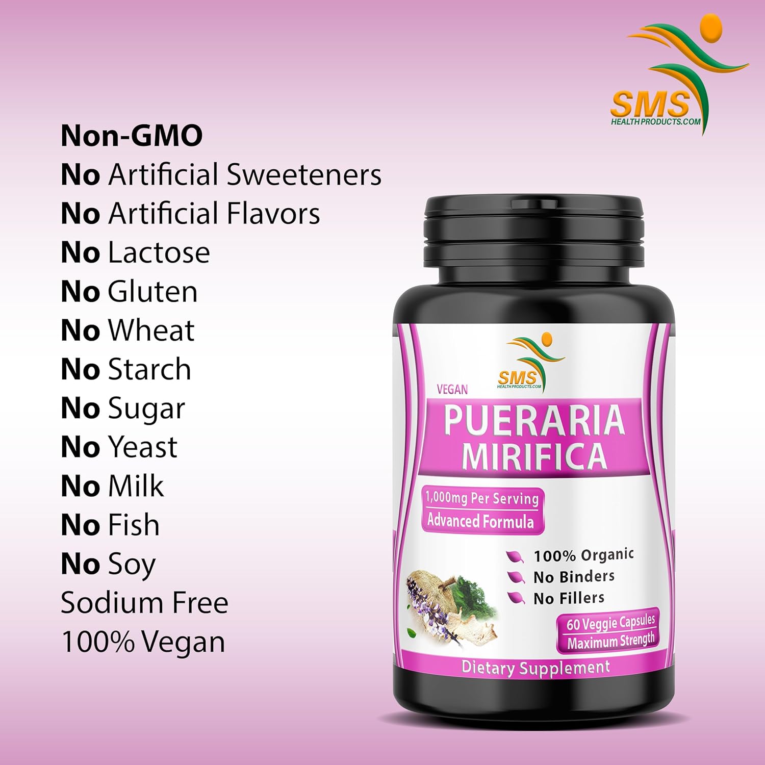 Organic Pure Pueraria Mirifica Supplement 500mg Root Extract Powder Capsules for Women’s Health - Imported from Thailand