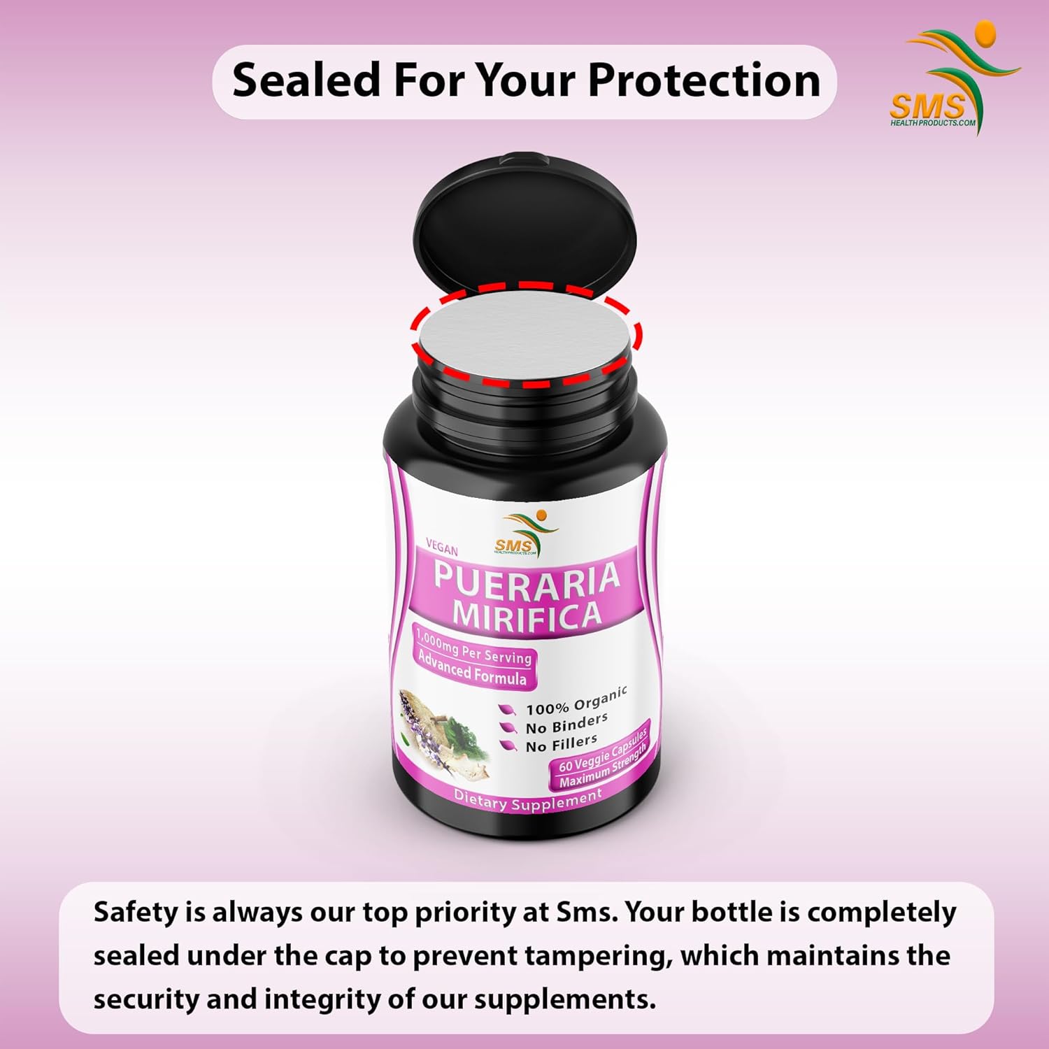 Organic Pure Pueraria Mirifica Supplement 500mg Root Extract Powder Capsules for Women’s Health - Imported from Thailand