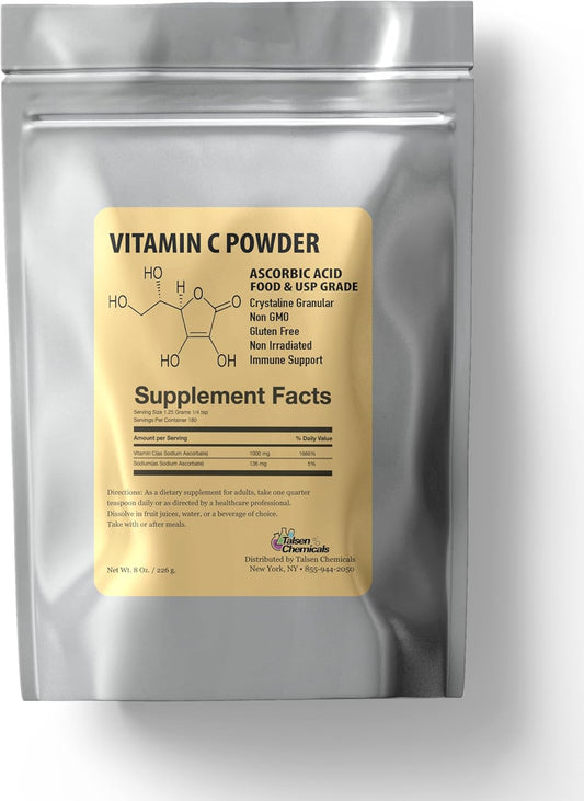 Organic Pure Vitamin C Powder (8 Oz / 226 g) - Powerful Antioxidant for DIY Skin Care