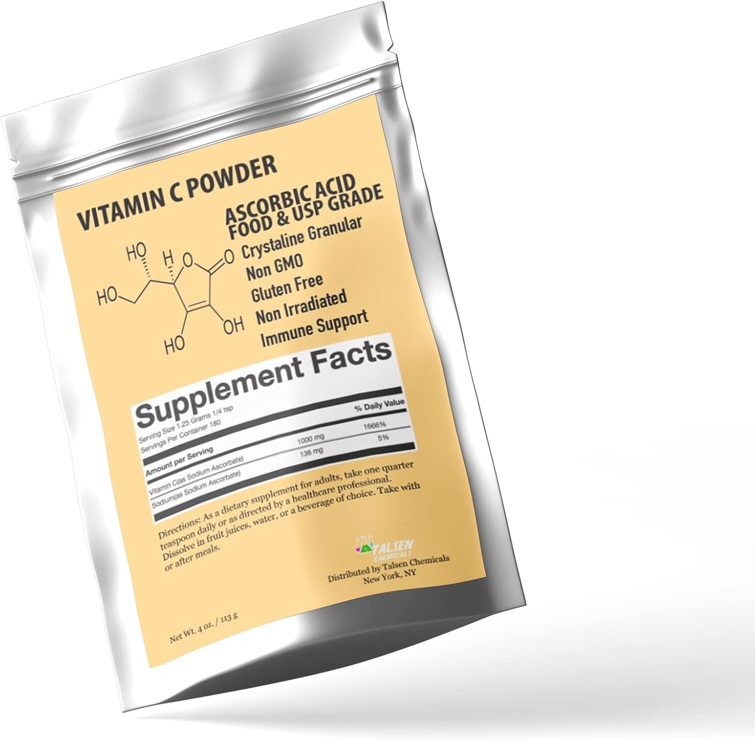 Organic Pure Vitamin C Powder (8 Oz / 226 g) - Powerful Antioxidant for DIY Skin Care