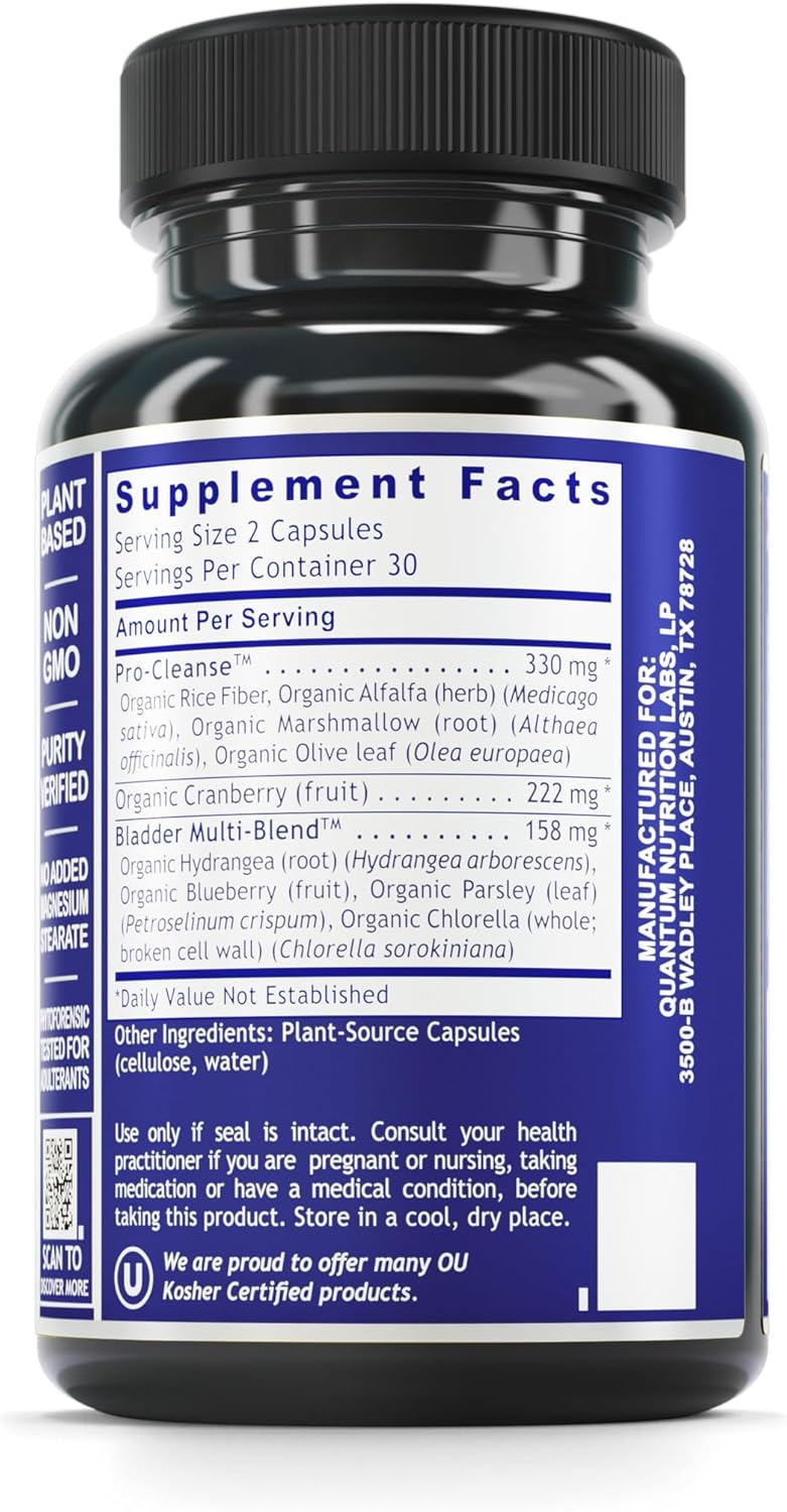 Organic Quantum Bladder Support Cranberry Capsules for Urinary Tract Health - 60 Plant-Based Capsules for Men & Women