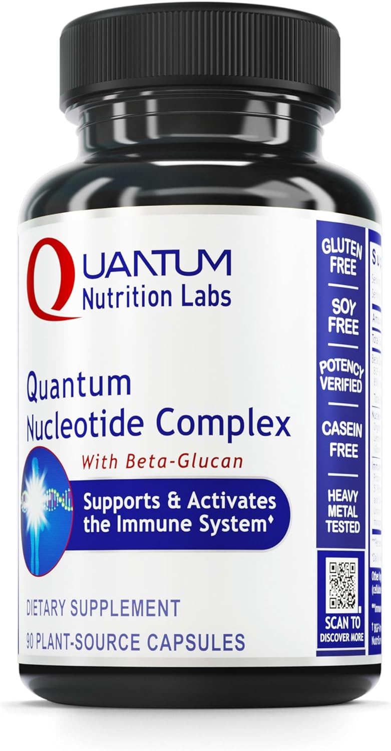 Organic Quantum Nutrition Immune Support Supplement with Nucleotides & Beta Glucans - 90 Plant-Based Capsules for Natural Energy and Immunity Boost