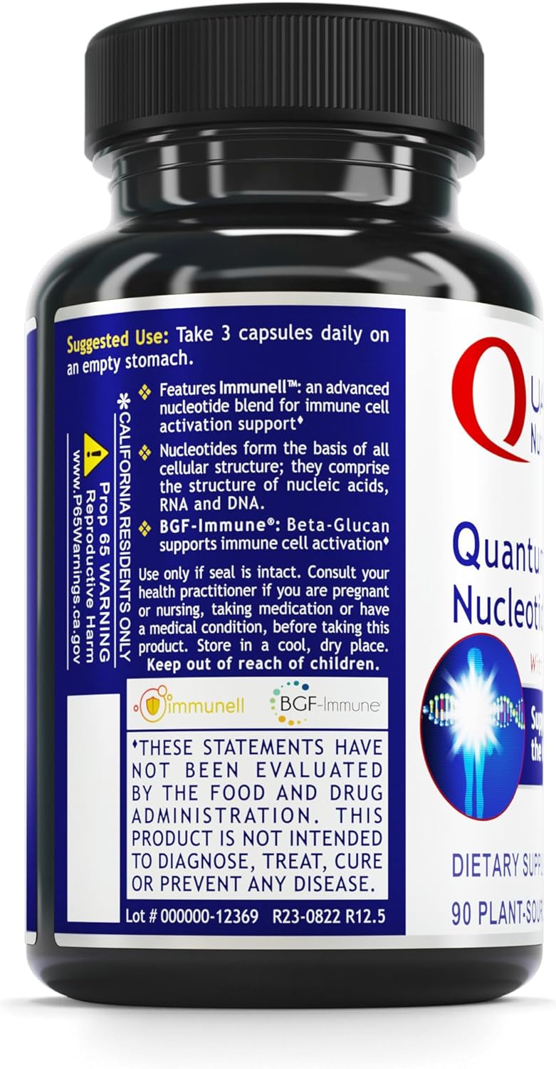 Organic Quantum Nutrition Immune Support Supplement with Nucleotides & Beta Glucans - 90 Plant-Based Capsules for Natural Energy and Immunity Boost