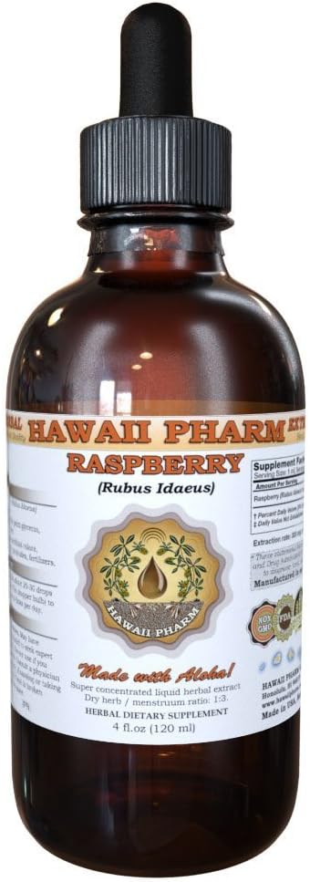 Organic Raspberry Liquid Extract Tincture - Herbal Supplement Made in USA - 4 fl.oz - Hawaii Pharm