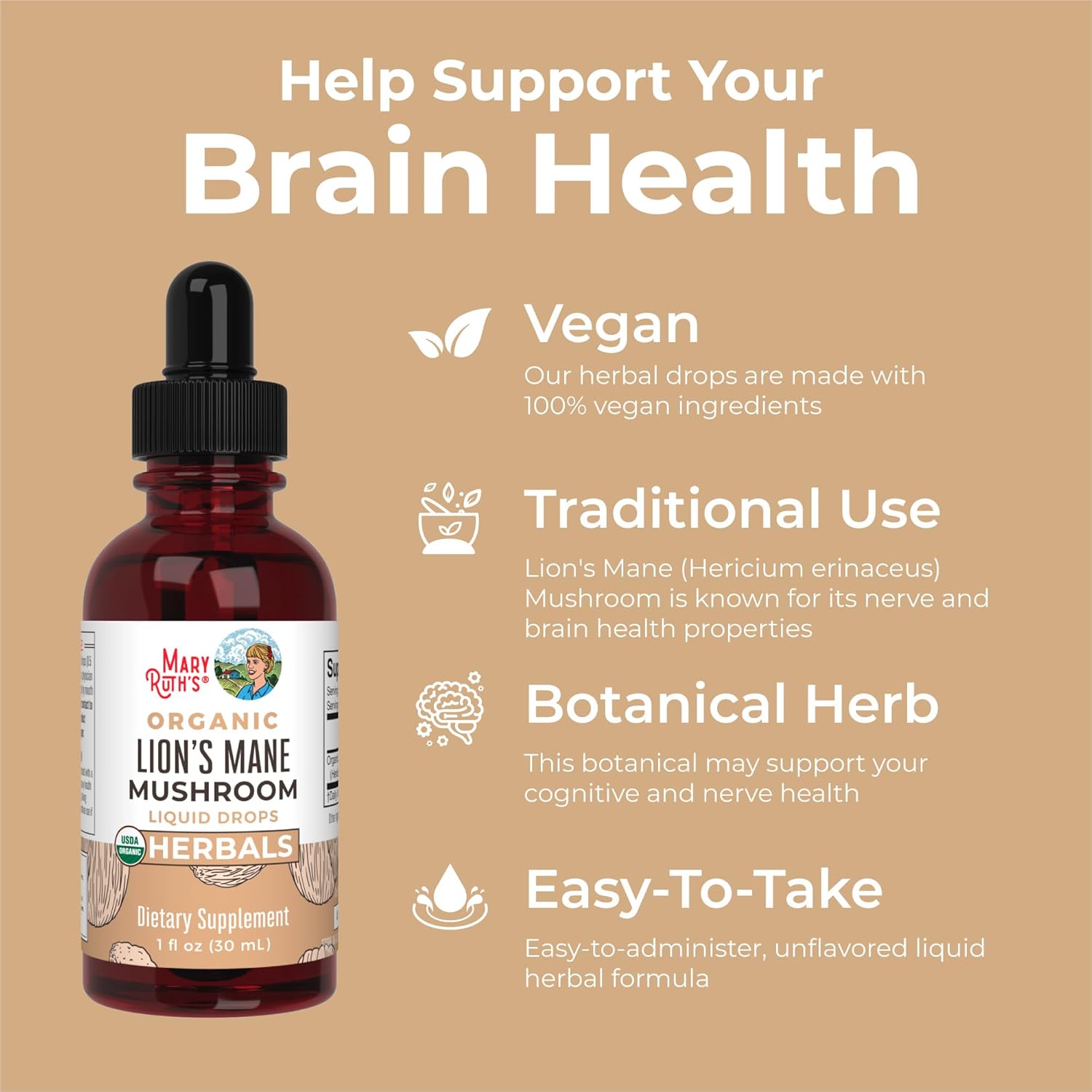 Organic Raspberry Probiotic and Lion's Mane Drops for Teens | USDA Certified | Supports Gut Health, Cognitive Function, & Wellness | Vegan & Non-GMO