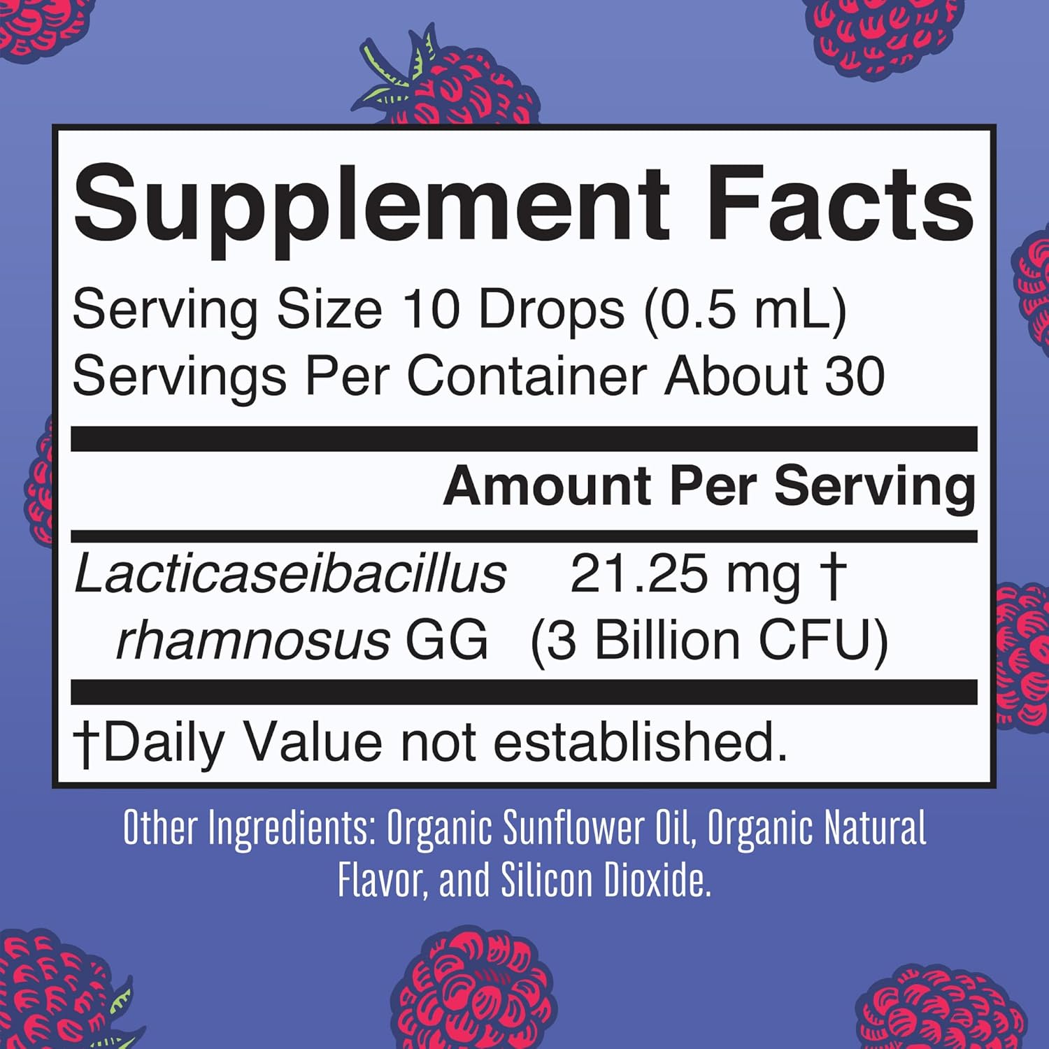 Organic Raspberry Probiotic and Lion's Mane Drops for Teens | USDA Certified | Supports Gut Health, Cognitive Function, & Wellness | Vegan & Non-GMO