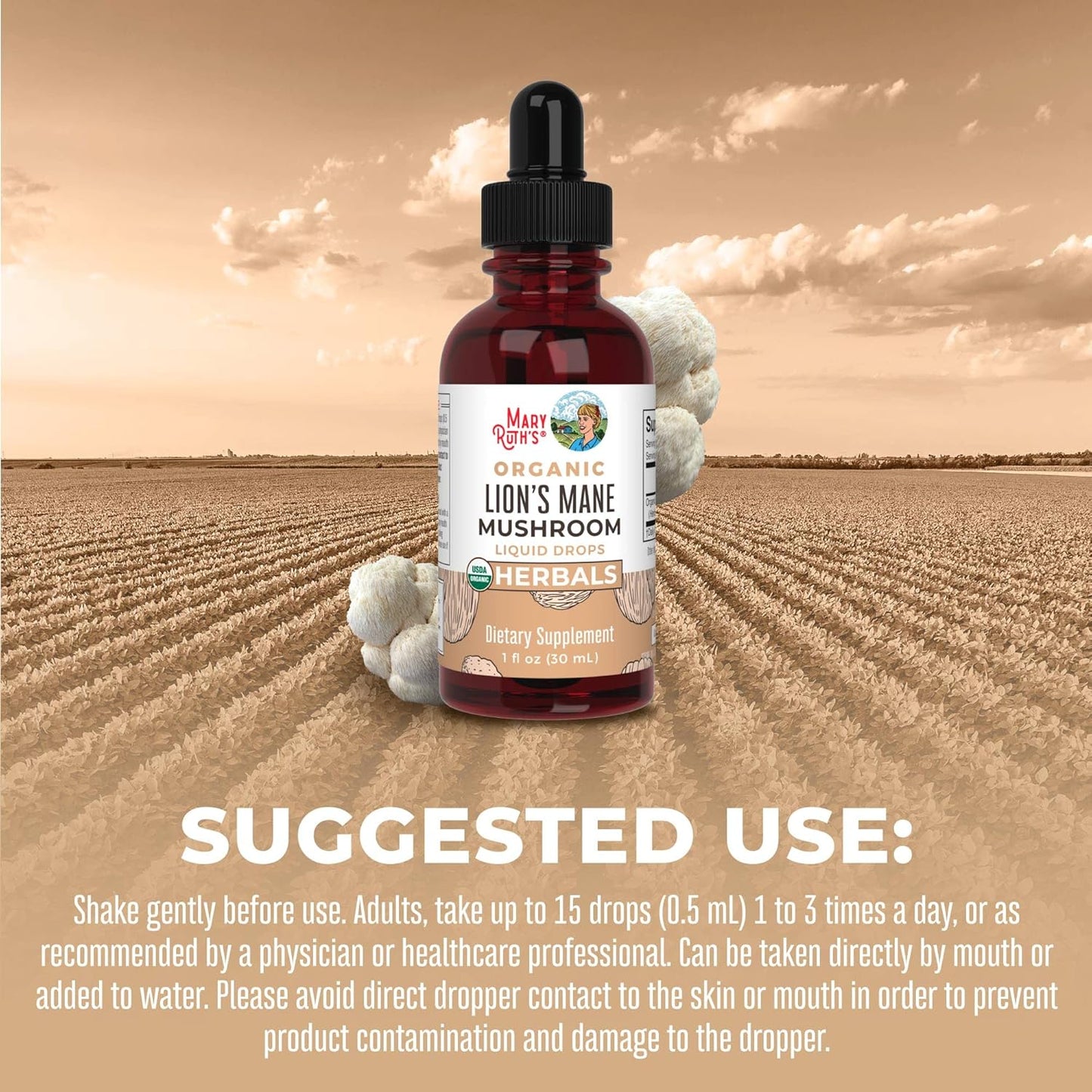Organic Raspberry Probiotic and Lion's Mane Drops for Teens | USDA Certified | Supports Gut Health, Cognitive Function, & Wellness | Vegan & Non-GMO
