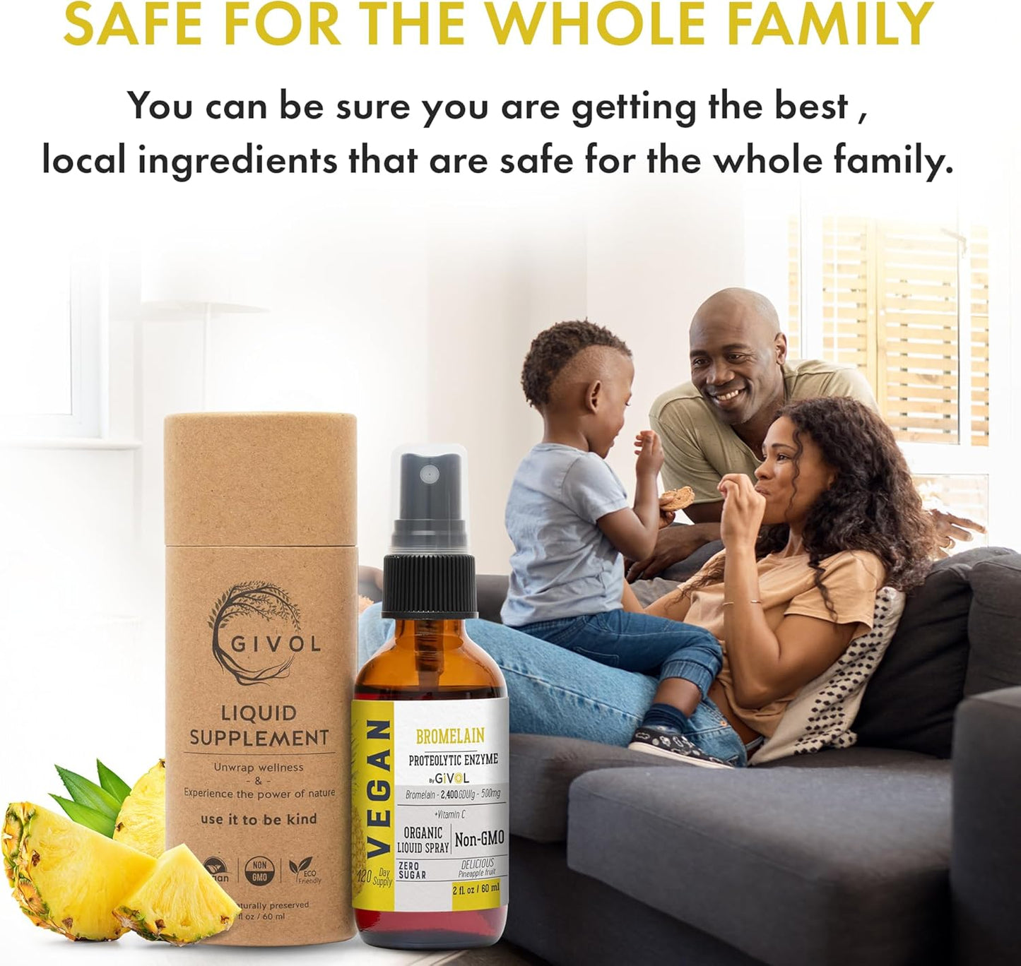 Organic Raw Bromelain Mist Liquid Pineapple Extract 500mg - Digestive Health, Inflammation, Healing - Non-GMO - 60ml 120 Day Supply