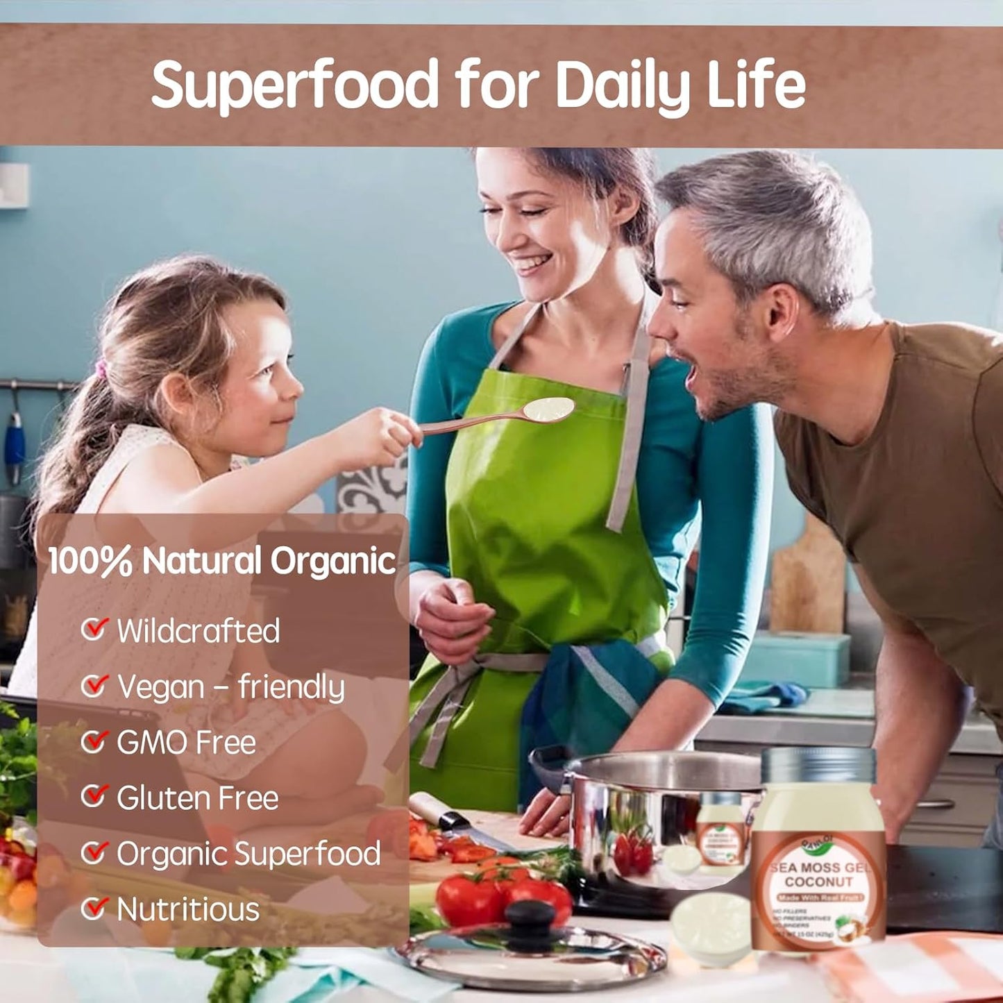 Organic Raw Irish Sea Moss Gel 15oz with Coconut - QANLOI Sea Moss Gel