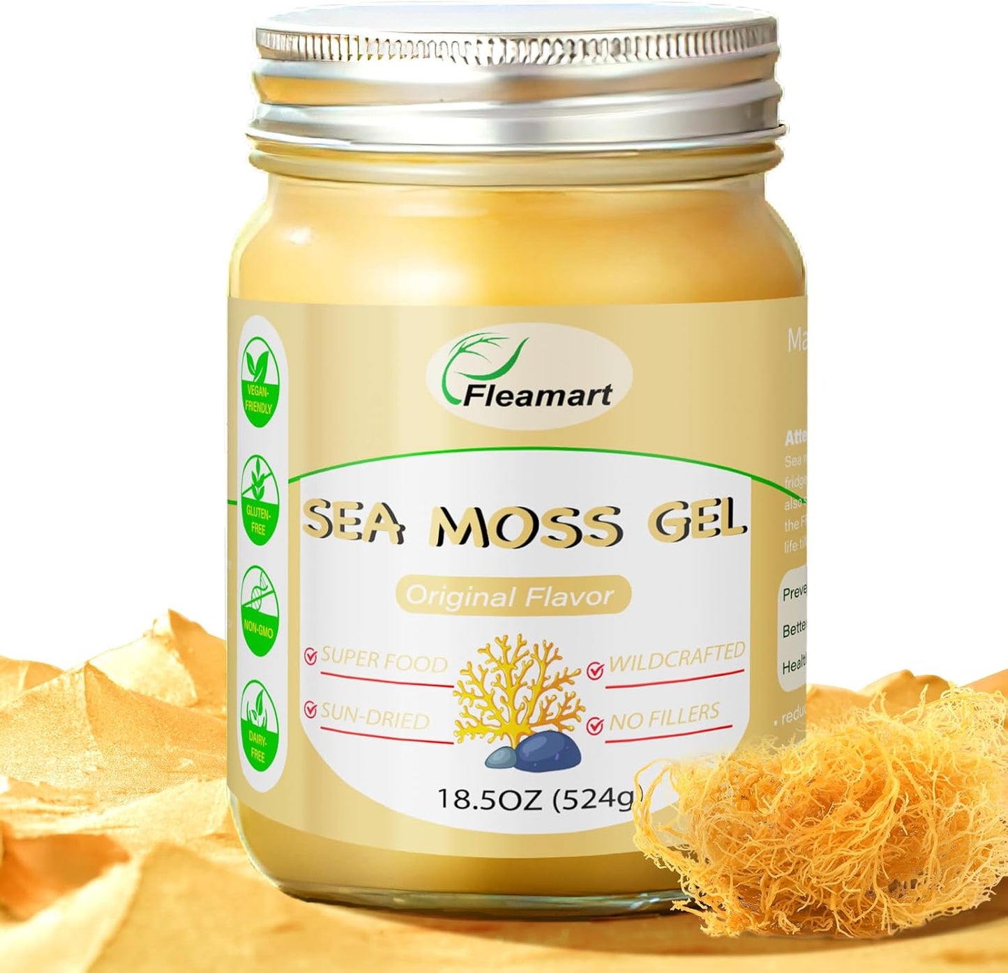 Organic Raw Irish Sea Moss Gel 18.5OZ - Natural Seamoss Gel with 92 Minerals & Vitamins - Immune Support & Healthy Digestion - Wildcrafted & Original Flavor
