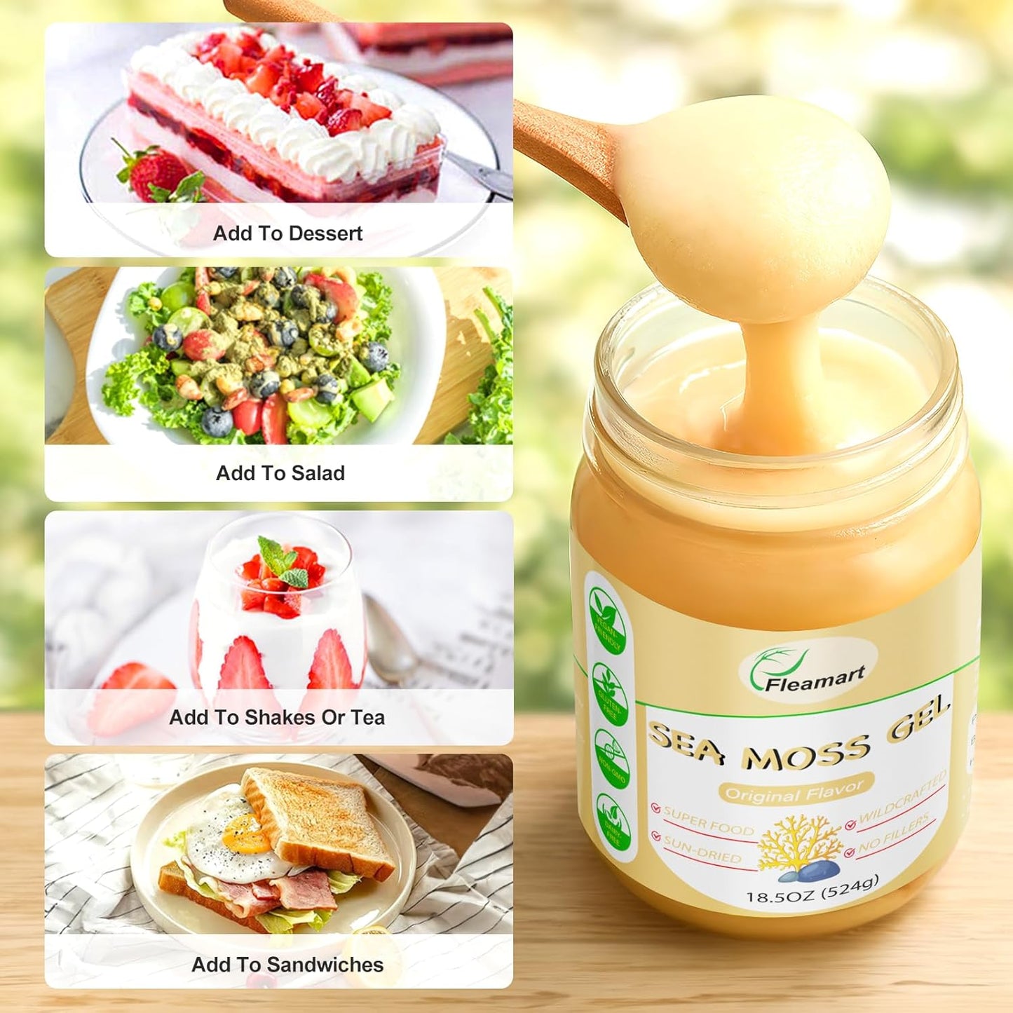 Organic Raw Irish Sea Moss Gel 18.5OZ - Natural Seamoss Gel with 92 Minerals & Vitamins - Immune Support & Healthy Digestion - Wildcrafted & Original Flavor