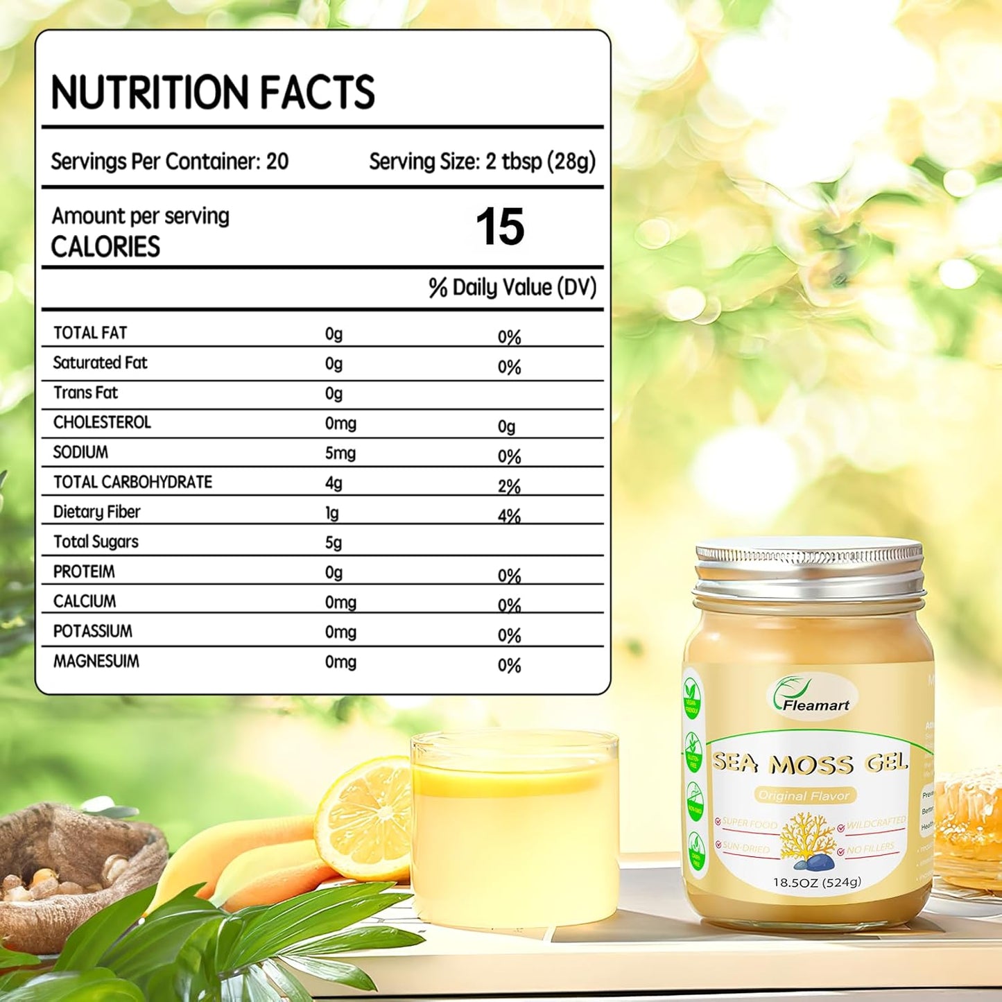 Organic Raw Irish Sea Moss Gel 18.5OZ - Natural Seamoss Gel with 92 Minerals & Vitamins - Immune Support & Healthy Digestion - Wildcrafted & Original Flavor