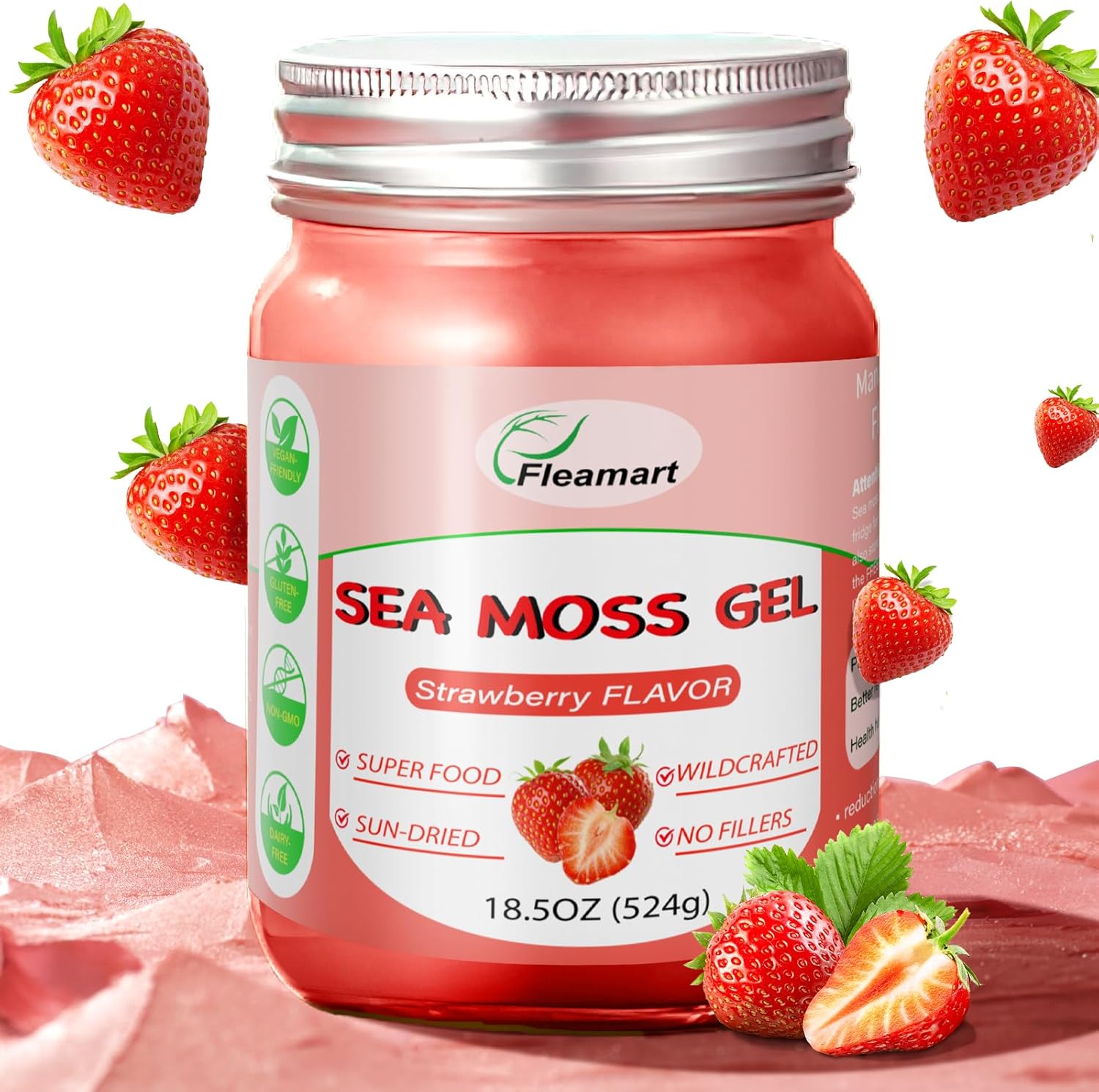 Organic Raw Irish Sea Moss Gel for Immune, Digestive, and Thyroid Support - 18.5OZ Wildcrafted Non-GMO Formula