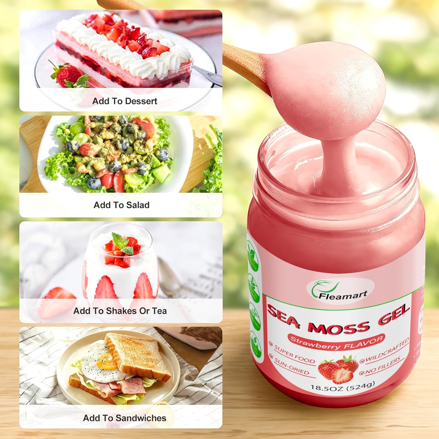 Organic Raw Irish Sea Moss Gel for Immune, Digestive, and Thyroid Support - 18.5OZ Wildcrafted Non-GMO Formula