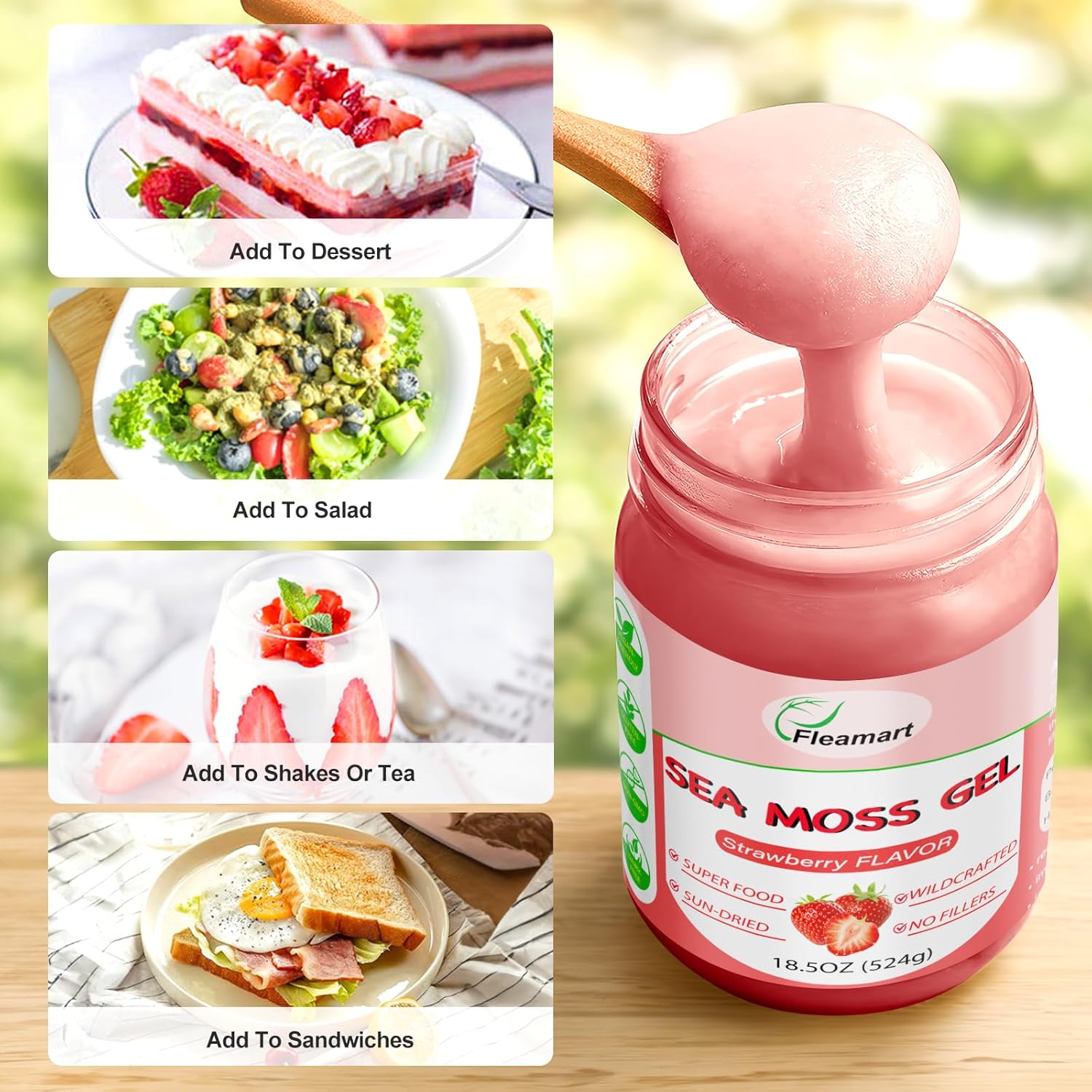 Organic Raw Irish Sea Moss Gel for Immune, Digestive, and Thyroid Support - 18.5OZ Wildcrafted Non-GMO Formula